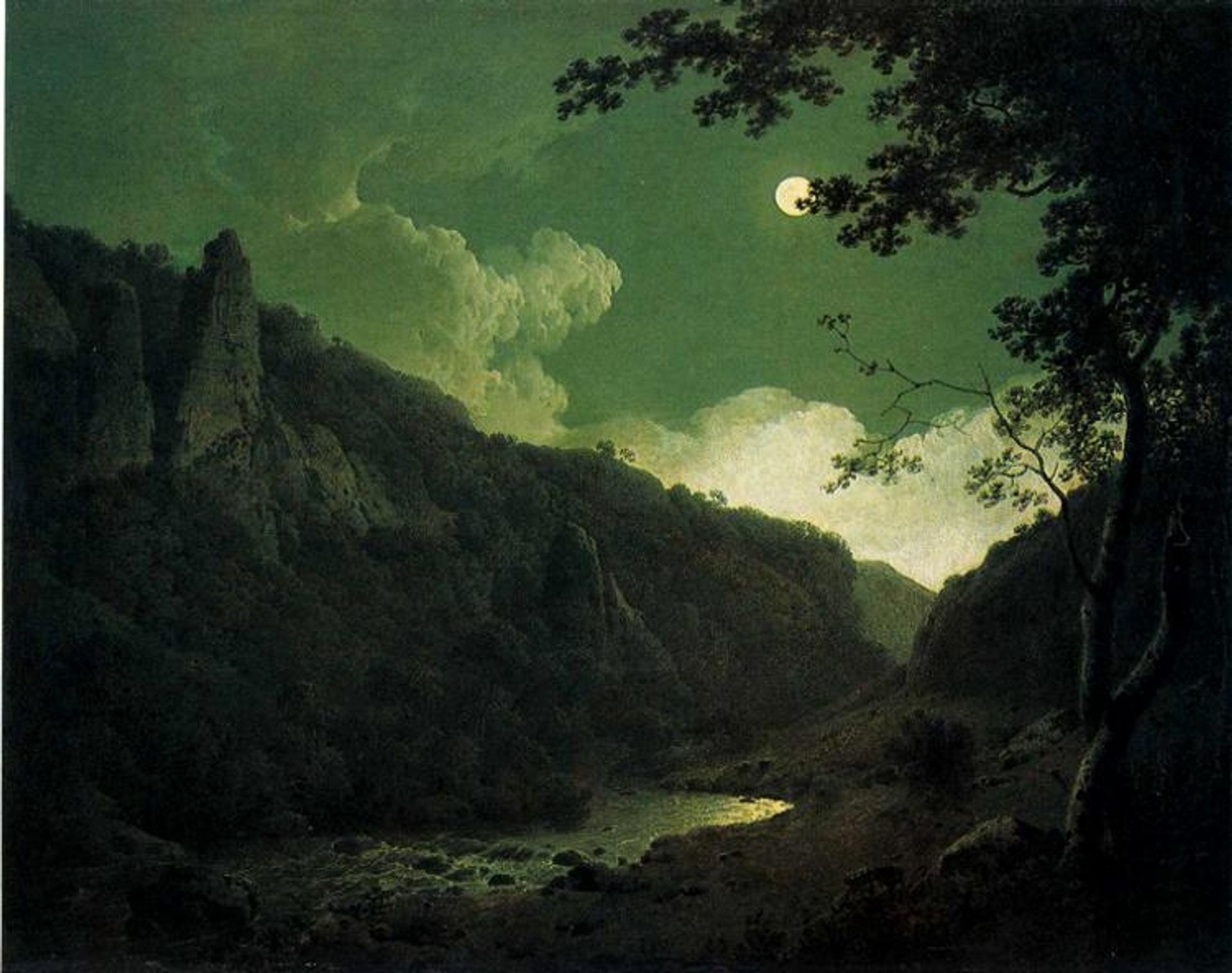 Dovedale by Moonlight by Joseph Wright of Derby