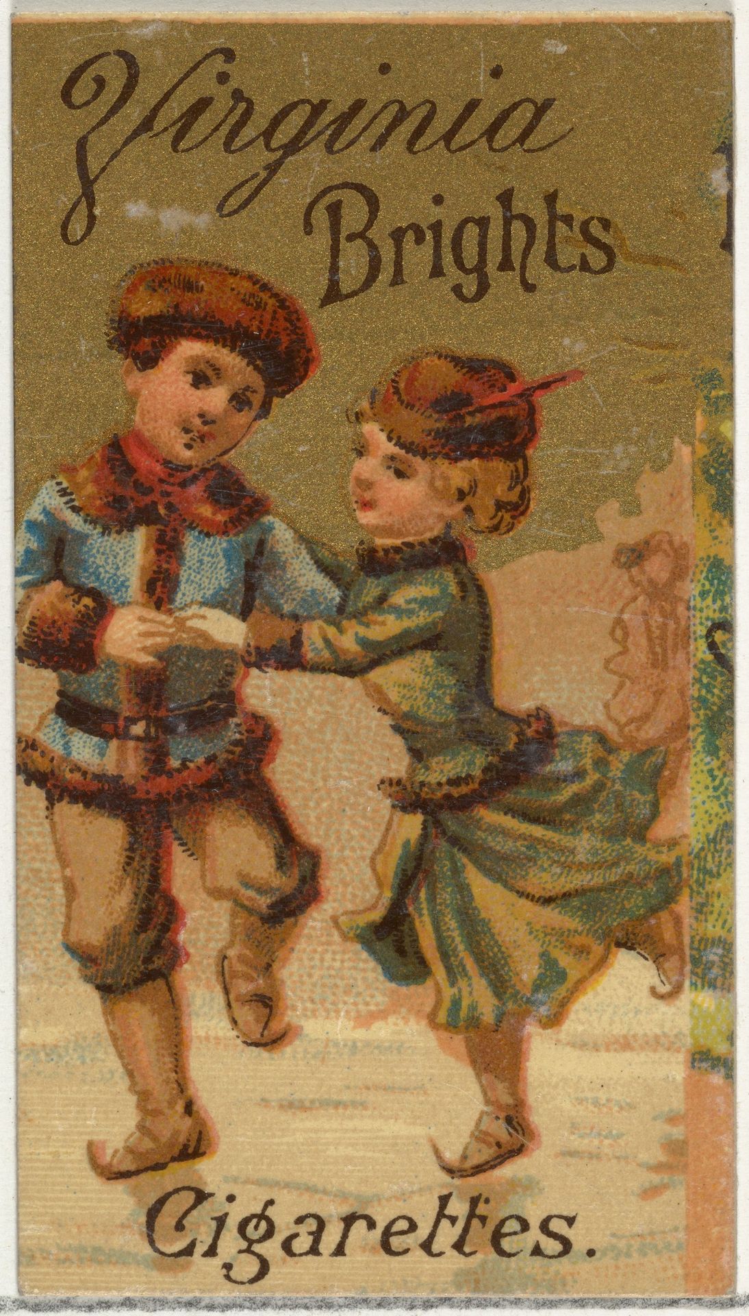 From the Girls and Children series (N64) promoting Virginia Brights Cigarettes for Allen & Ginter brand tobacco products by Allen & Ginter