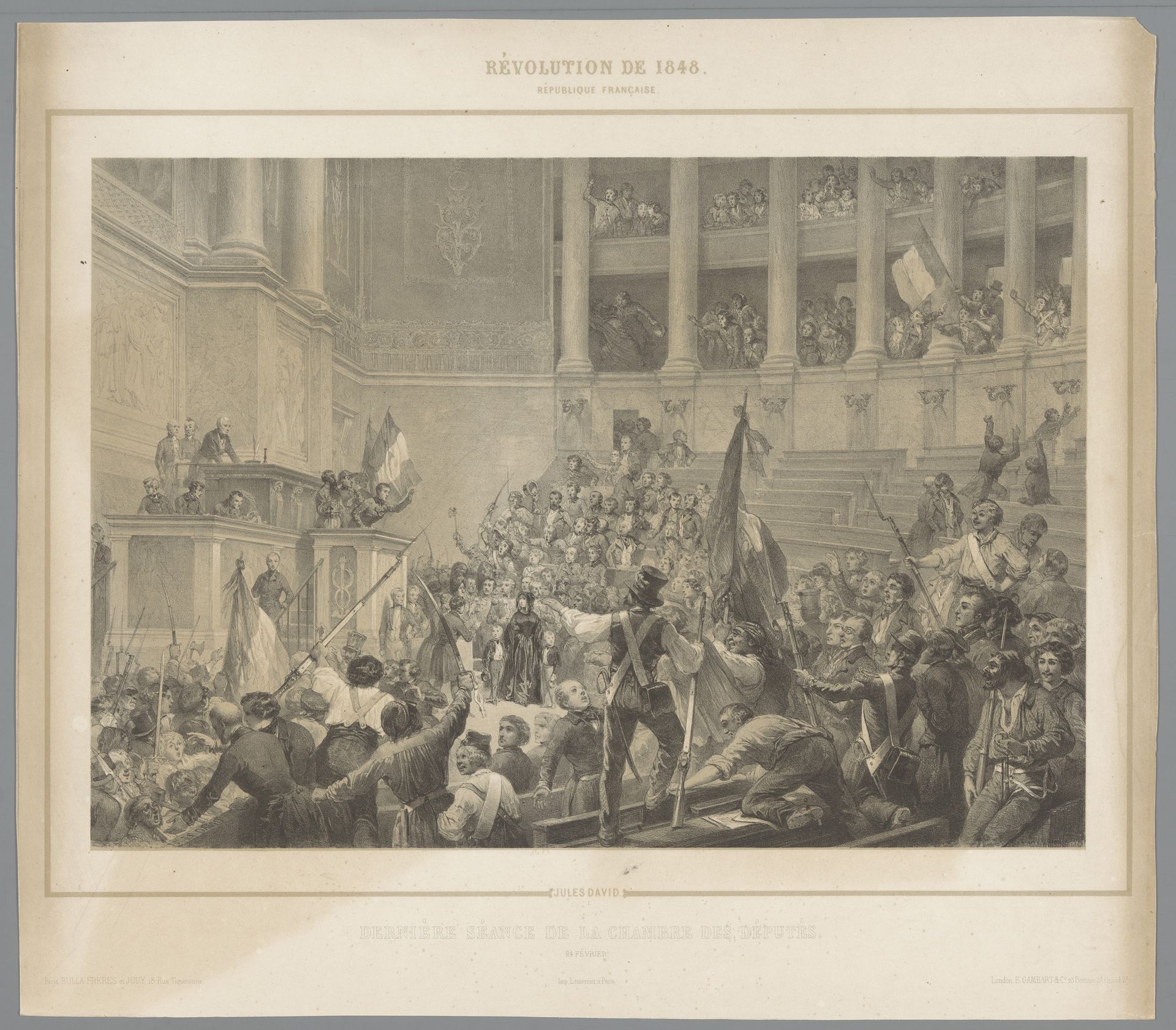 Parijse opstandelingen verstoren de bijeenkomst van de Kamer van Afgevaardigden by Jules David