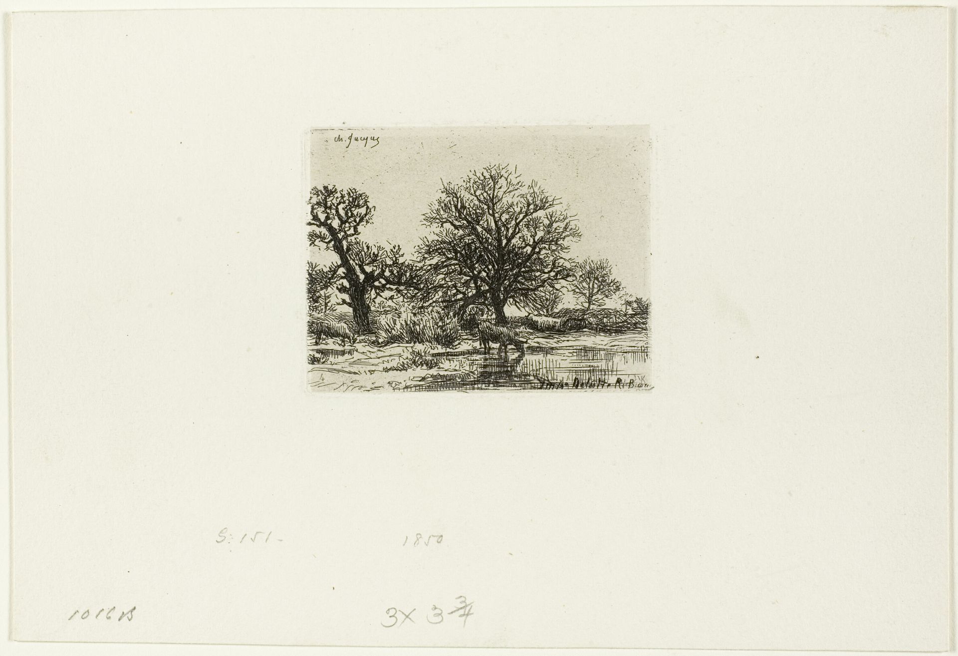 Trees and Cows near a Pond by Charles Jacque