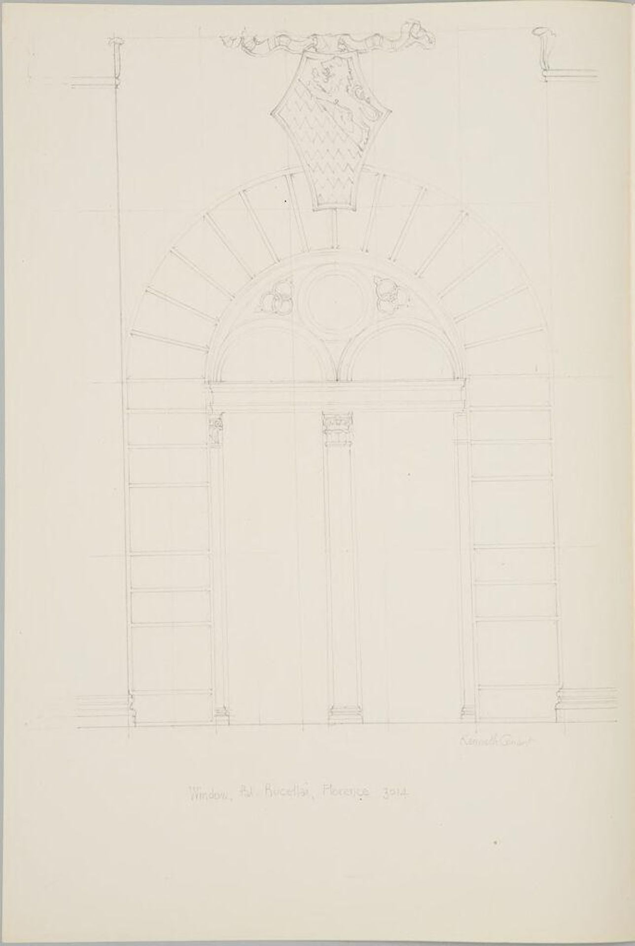 Window Frame with Coat of Arms, Palazzo Rucellai, Florence, Italy by Kenneth John Conant