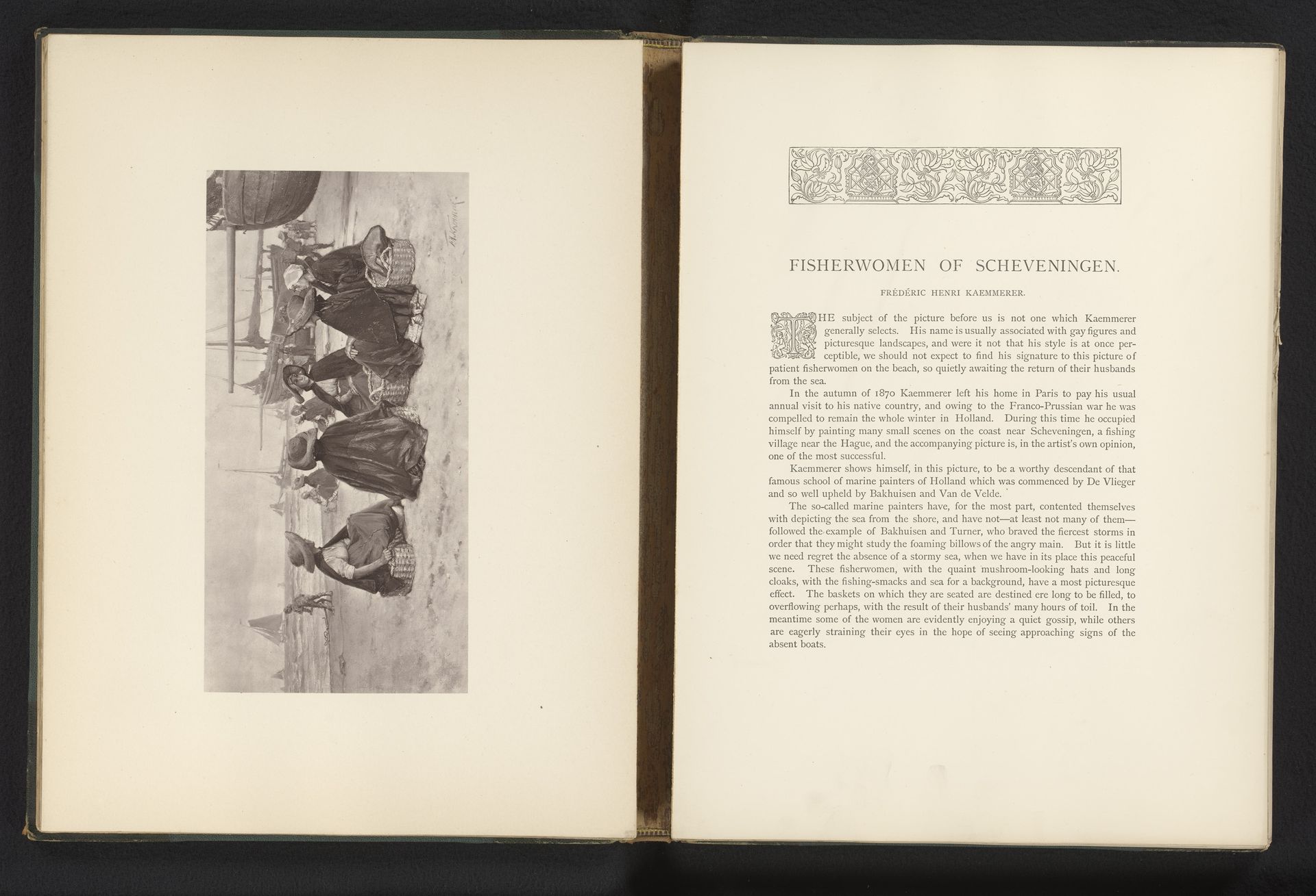 Reproductie van een schilderij van een groep vissersvrouwen op het strand van Scheveningen door Frederik Hendrik Kaemmerer by Anonymous