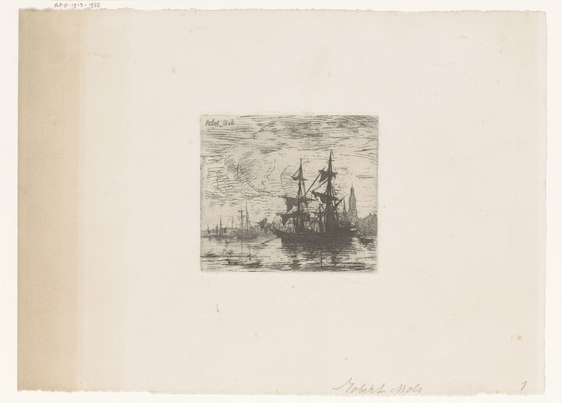 Gezicht op de haven van Antwerpen met schepen op de voorgrond by Robert Mols