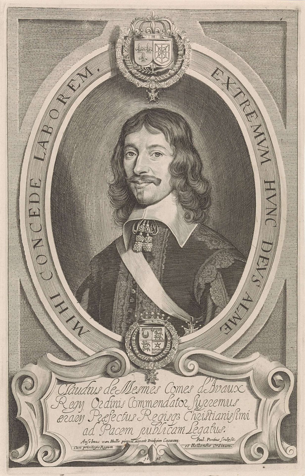 Portret van Claudius de Mesmes, graaf d'Avaux by Paulus Pontius