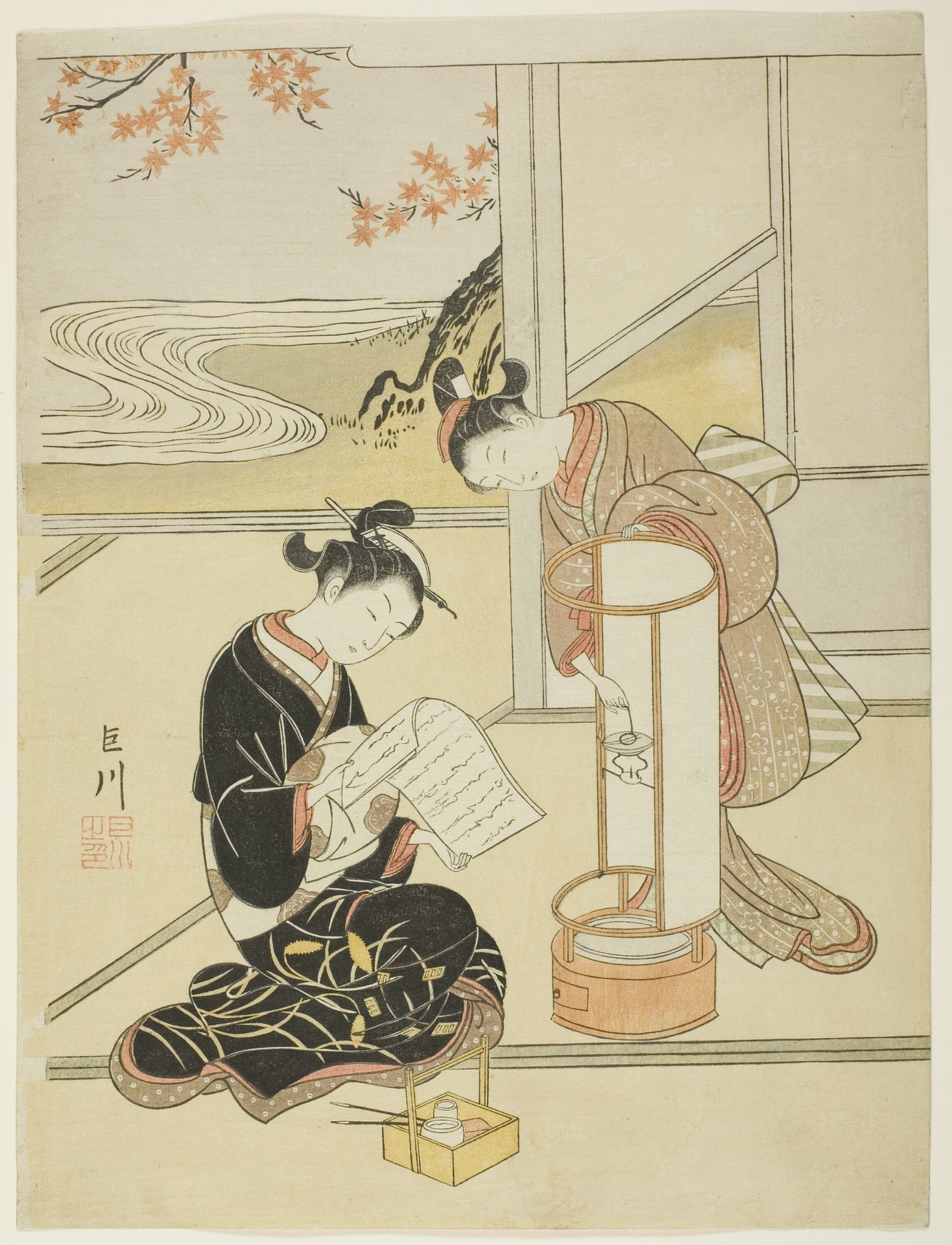 The Evening Glow of a Lamp (Andon no sekisho), from the series "Eight Views of the Parlor (Zashiki hakkei)" by Suzuki Harunobu 鈴木春信