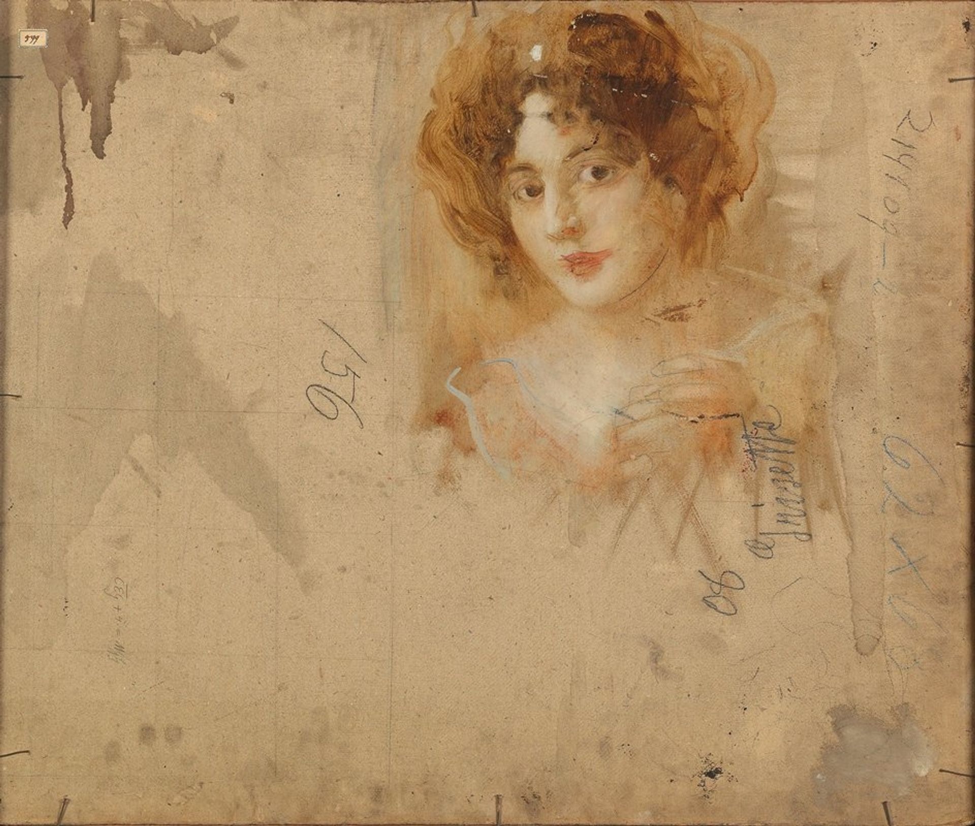 Dame mit Hut in gelbem Kleid by Eduard Veith