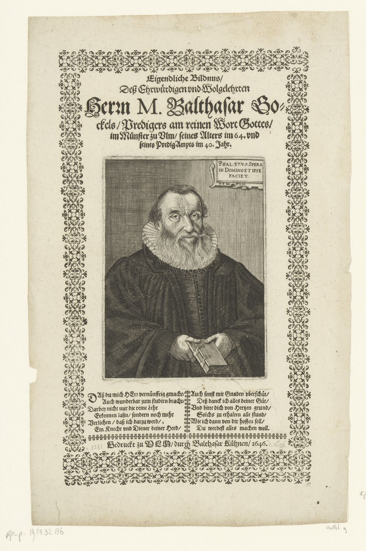 Portret van Balthasar Gockel by Mättheus Rembold