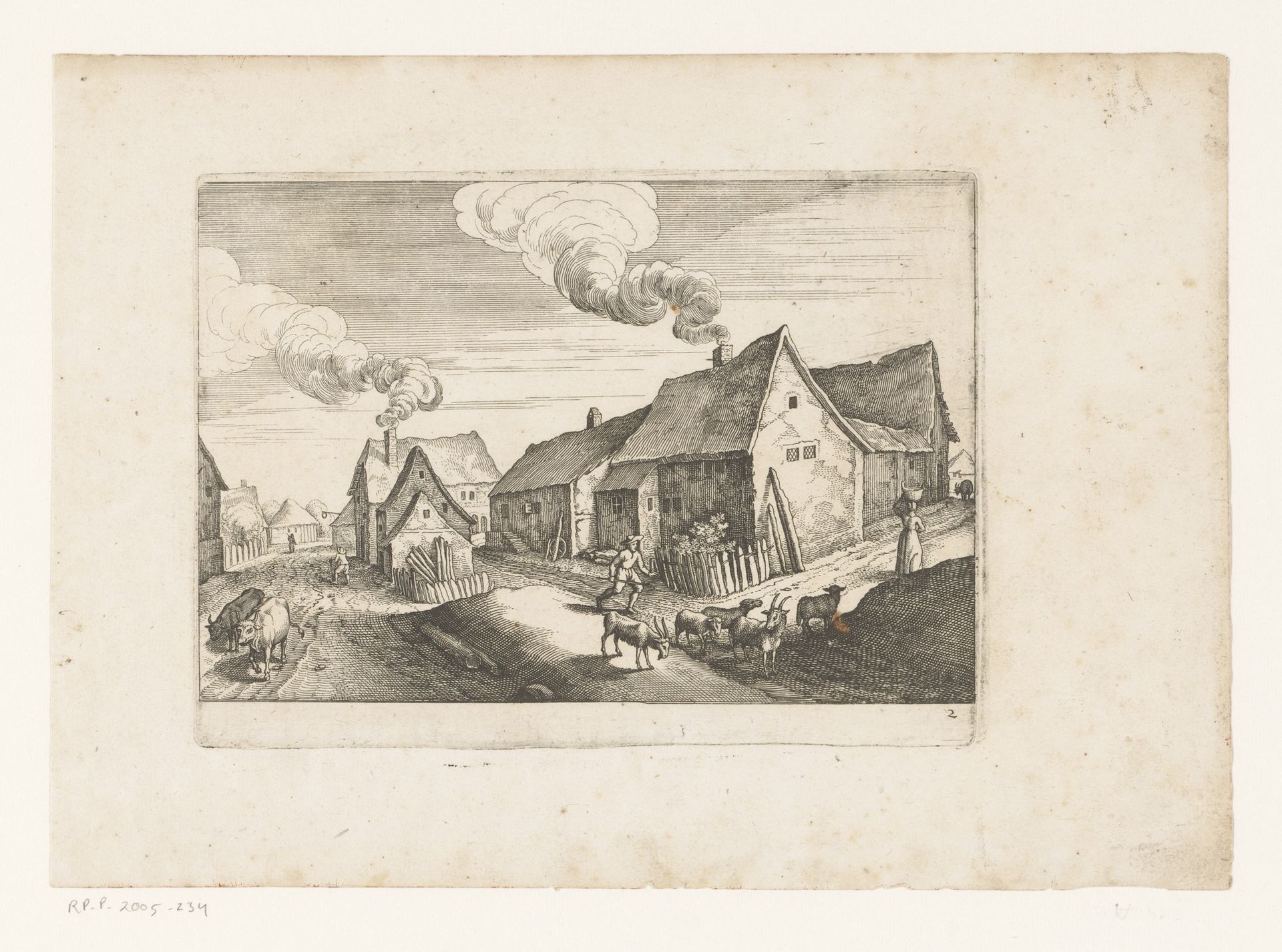 Dorpsgezicht met herder en vee by Matthäus (I) Merian