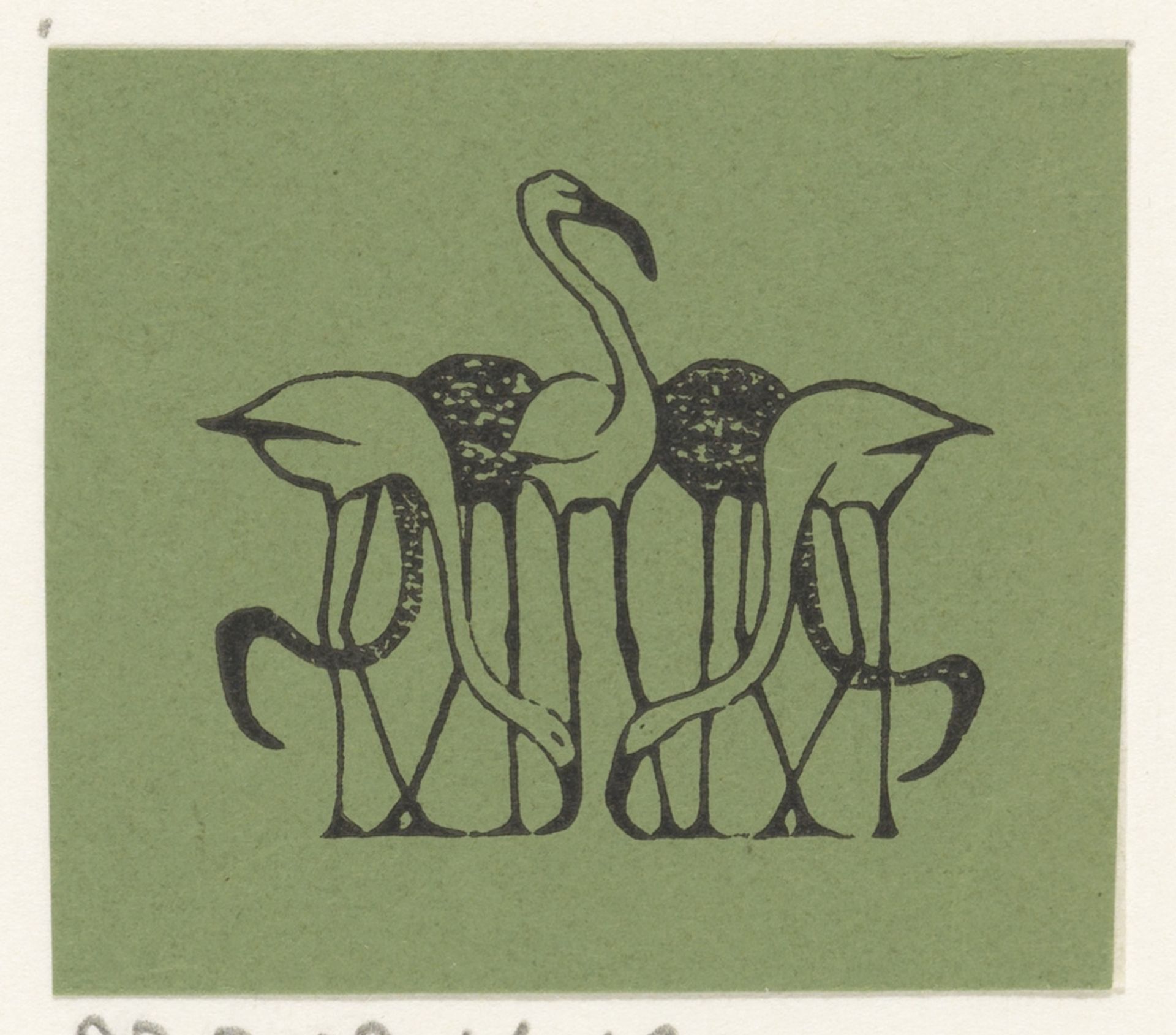 Vignet met vijf flamingo's by Gerrit Willem Dijsselhof