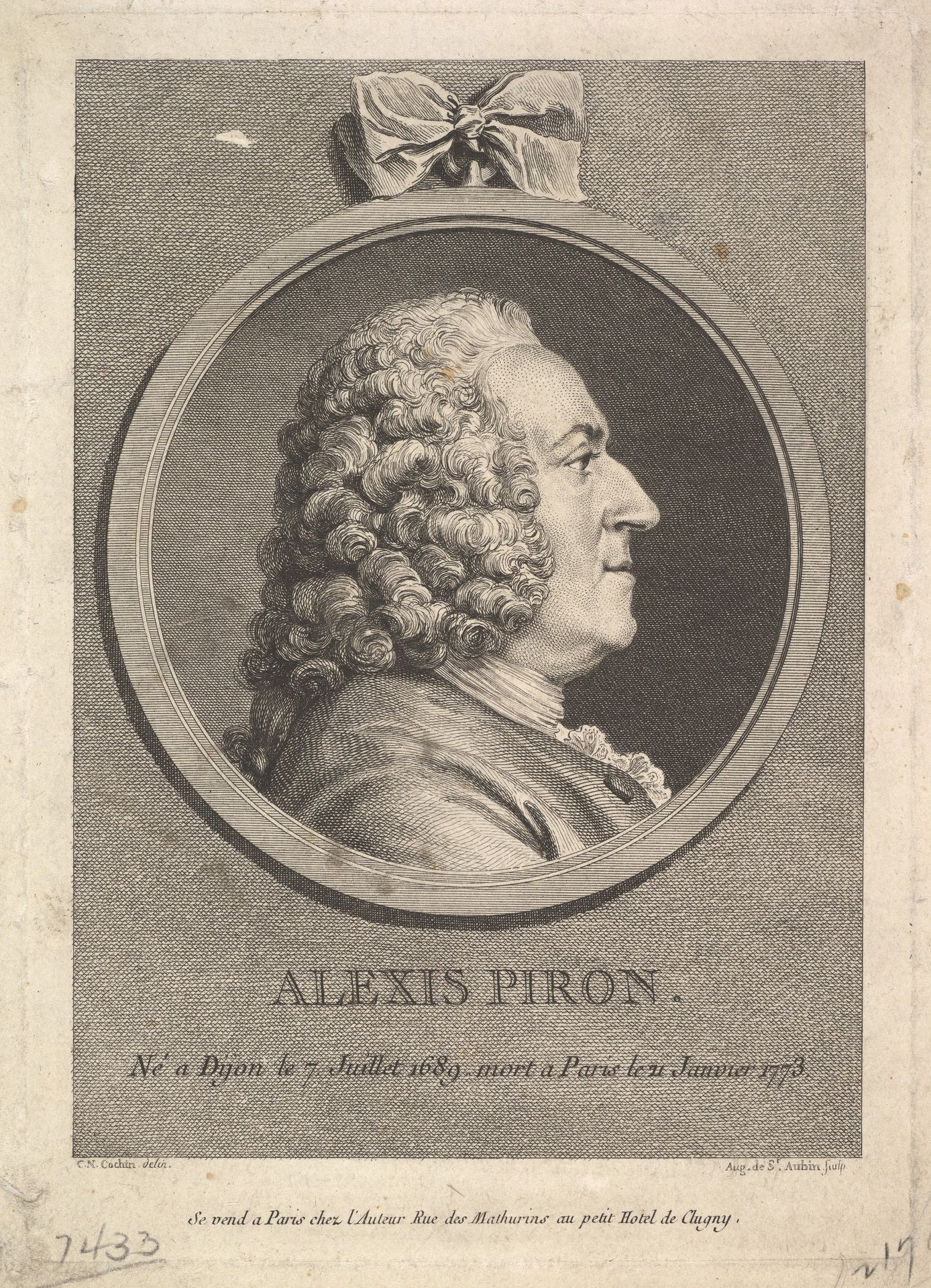 Portrait of Alexis Piron by Augustin de Saint-Aubin