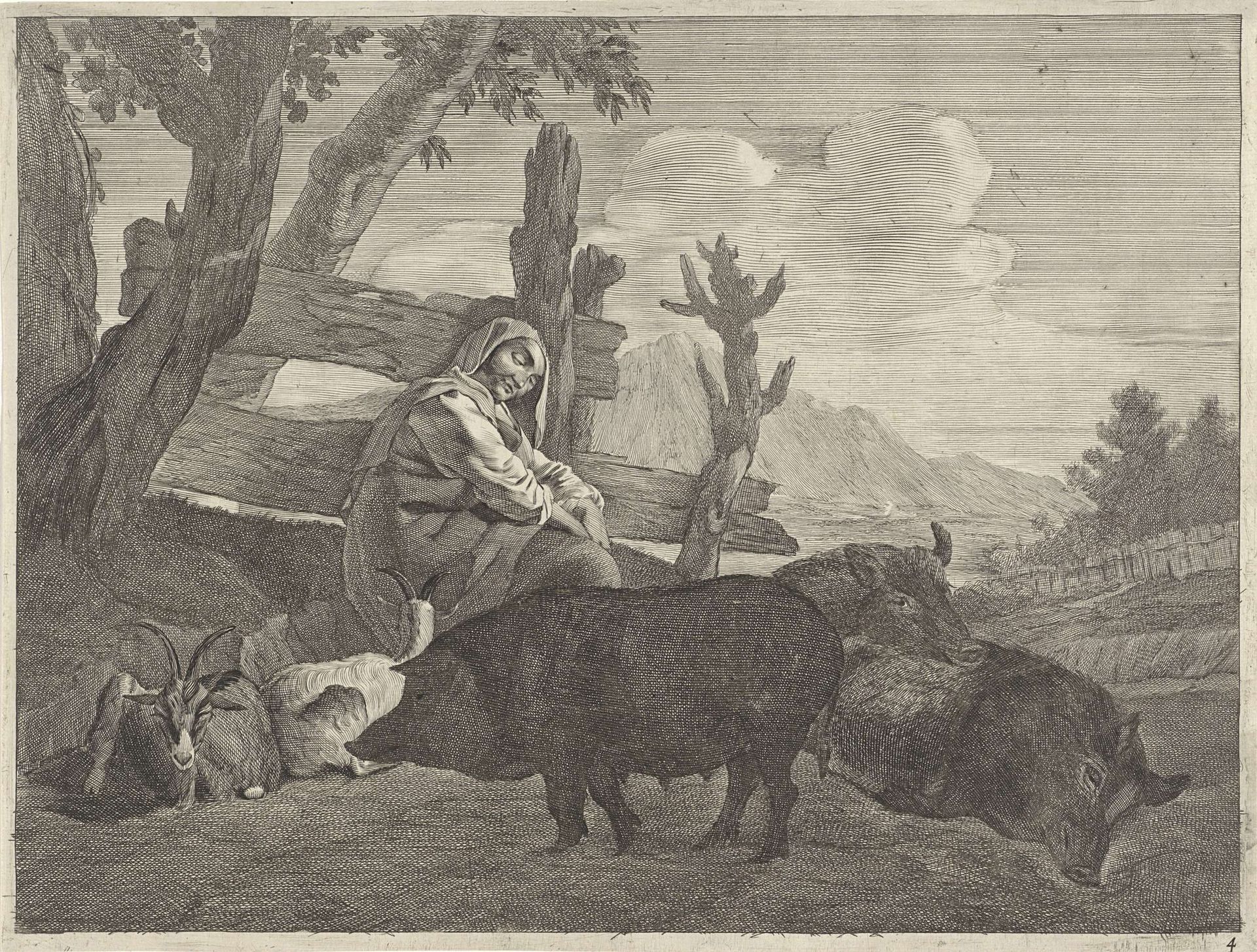 Slapende herderin by Cornelis Visscher