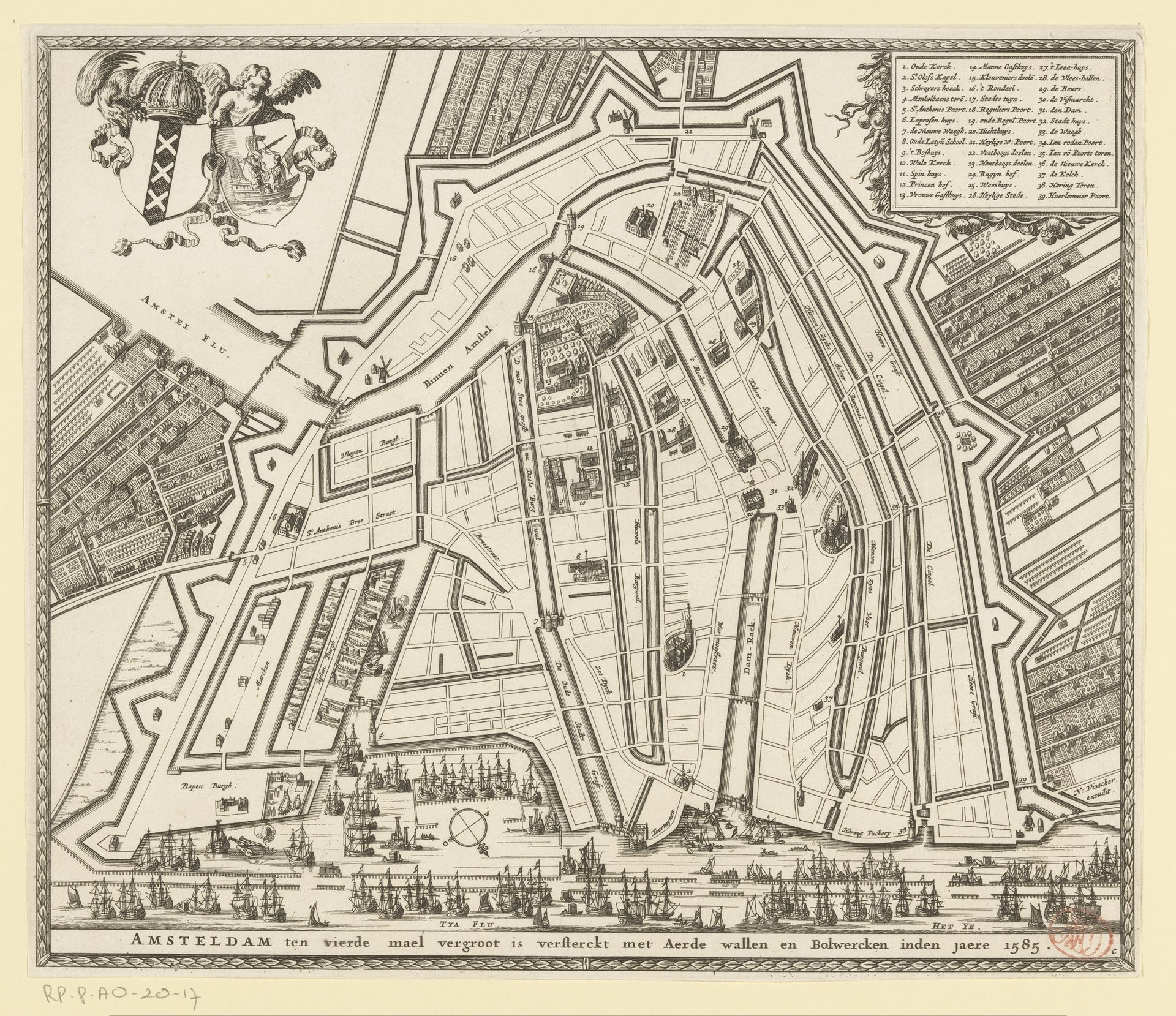 Plattegrond van Amsterdam, 1585 by Pieter Hendricksz. Schut