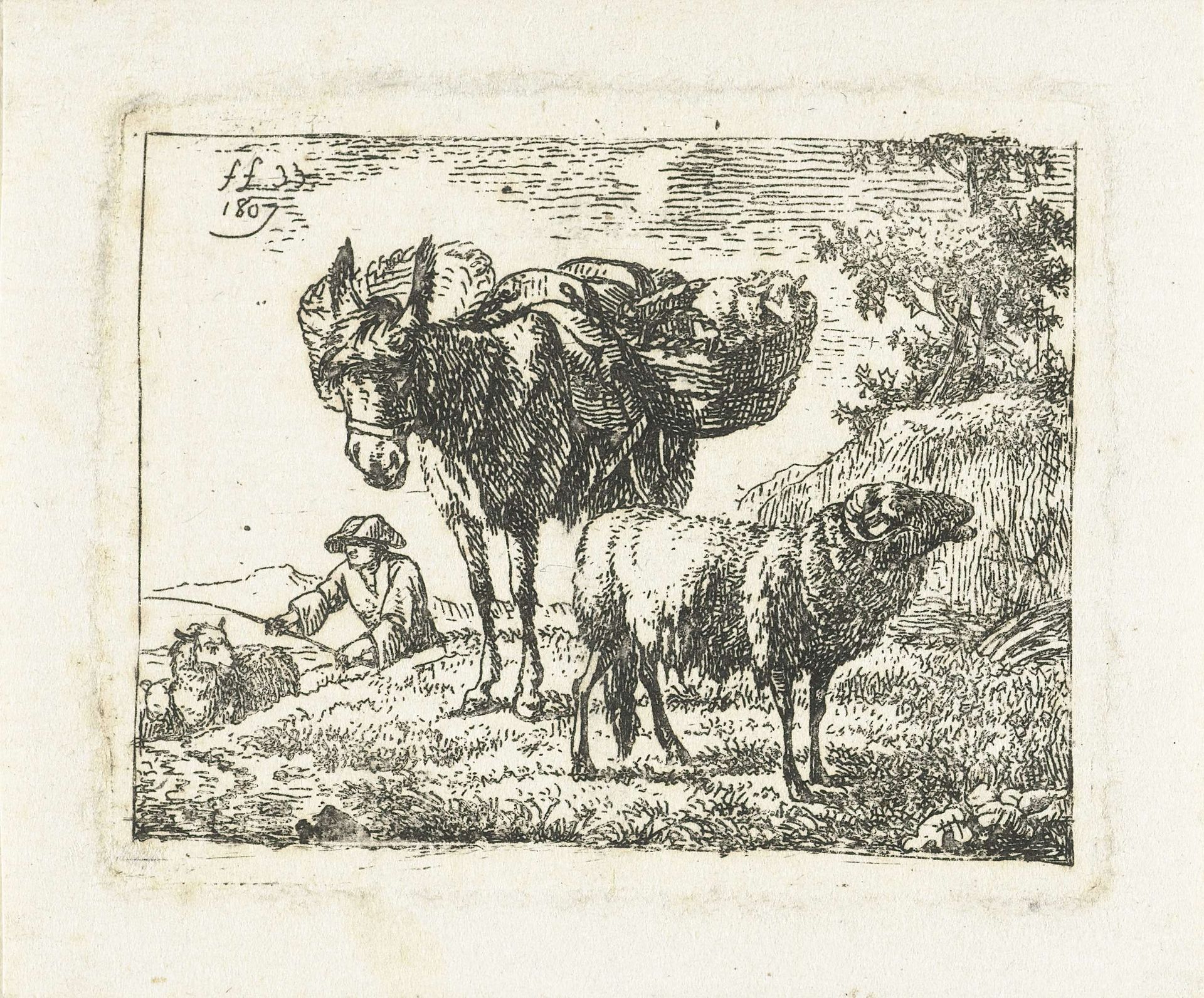 Bepakte ezel by Frédéric Théodore Faber