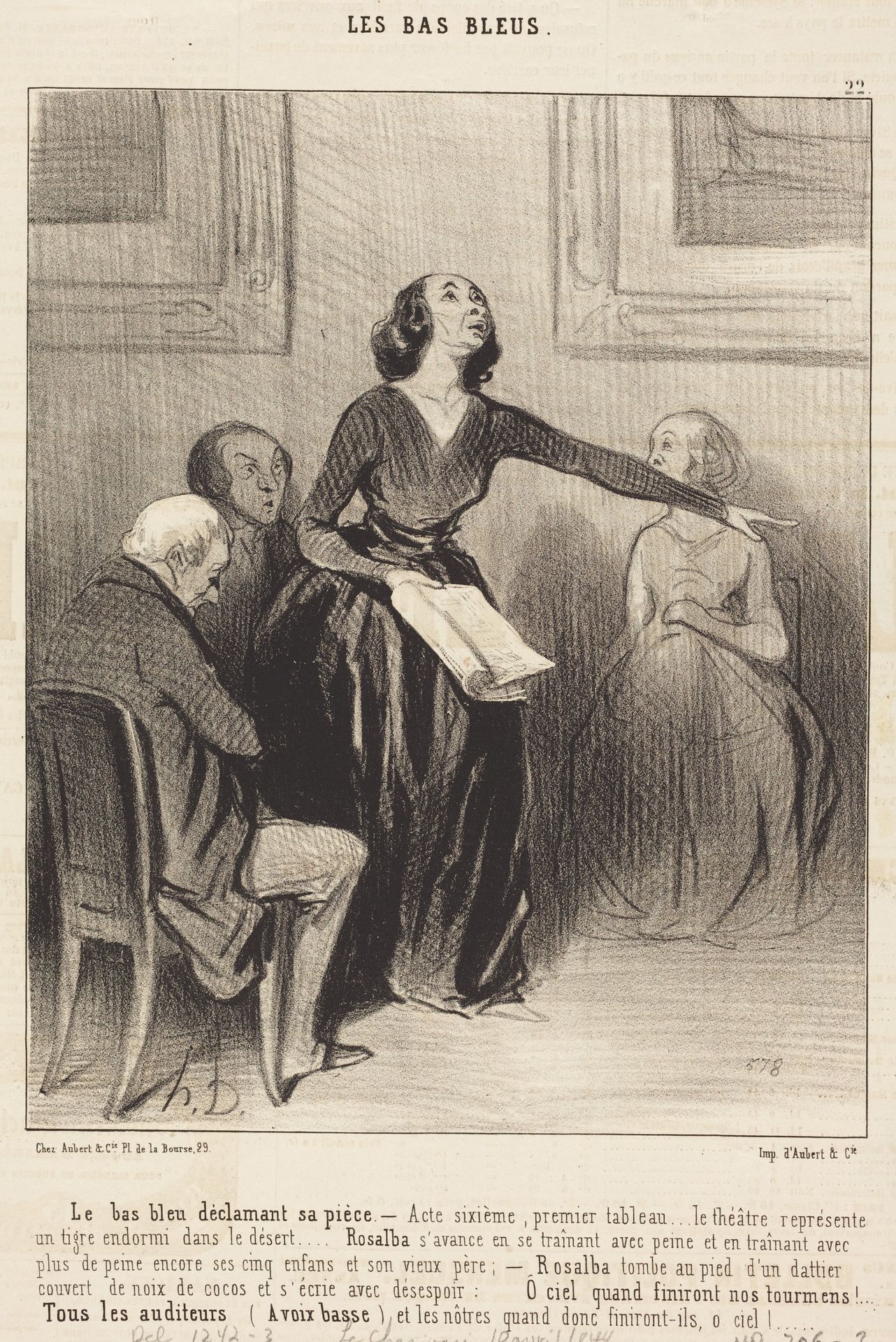Le Bas-bleu déclamant sa pièce by Honoré Daumier