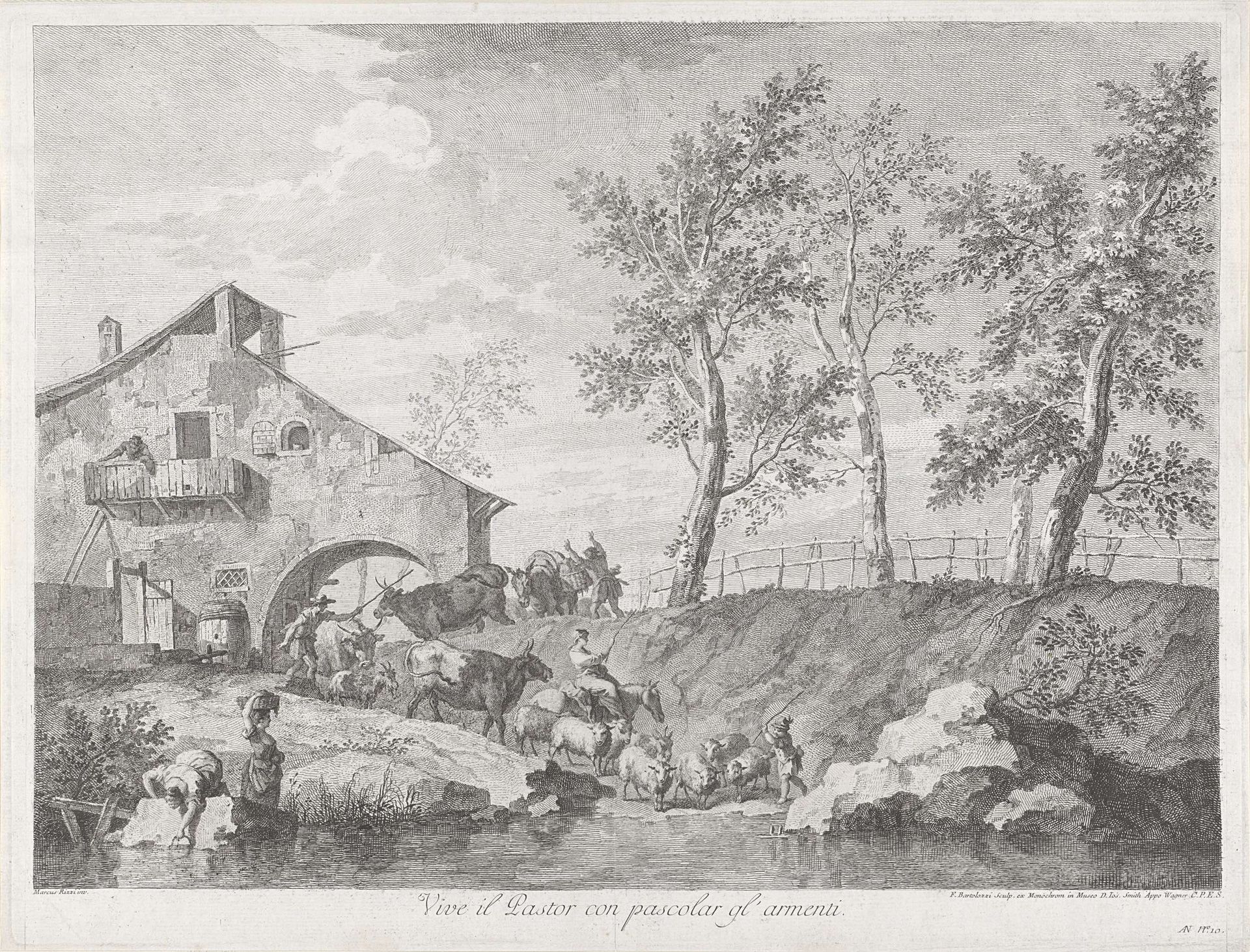 Landschap met herders by Francesco Bartolozzi