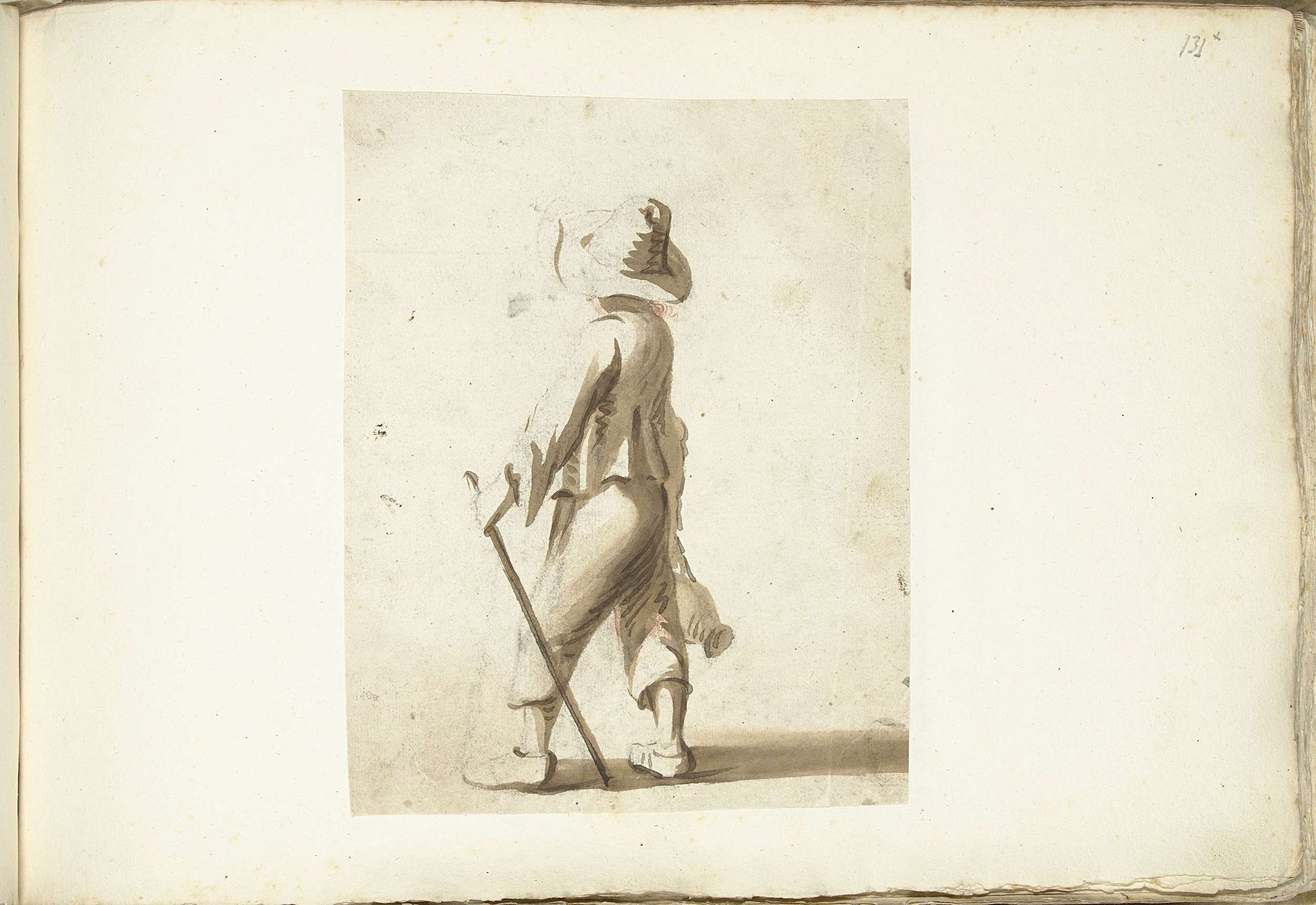 Jongen met een stok en een kan, van achteren by Harmen ter Borch