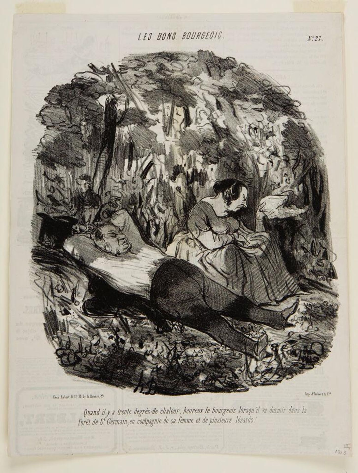 When It's Eighty Degrees in the Shade, Happy is the Householder Who Goes to Sleep in the Forest of St. Germain, in the Company of His Wife and Lots of Lizards by Honoré Daumier