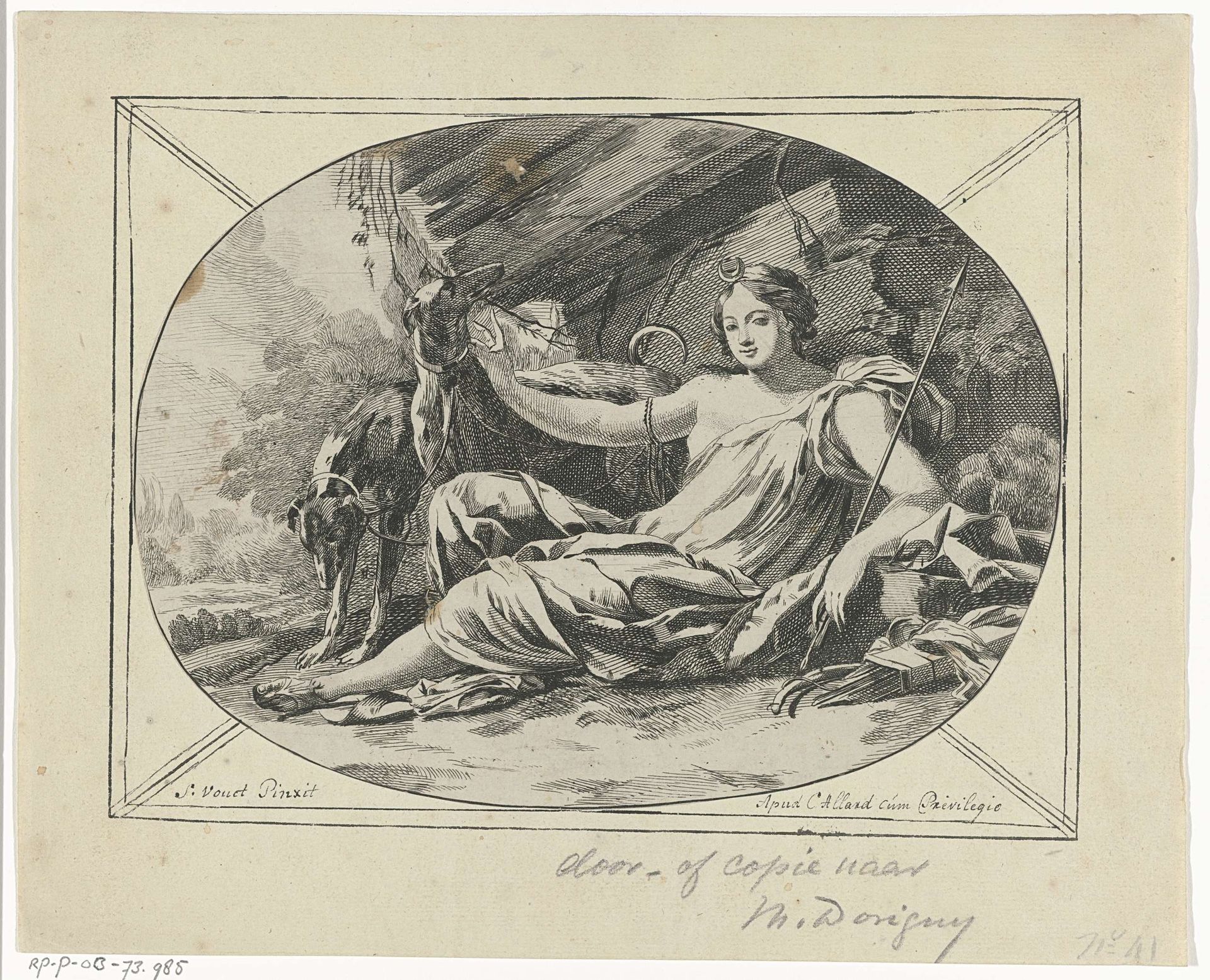 Liggende Diana met haar jachthonden by Anonymous