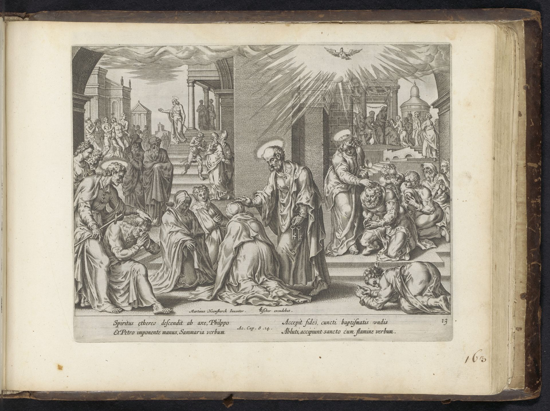 Petrus, Johannes en Filippus leggen de handen op aan gelovigen in Samaria by Anonymous