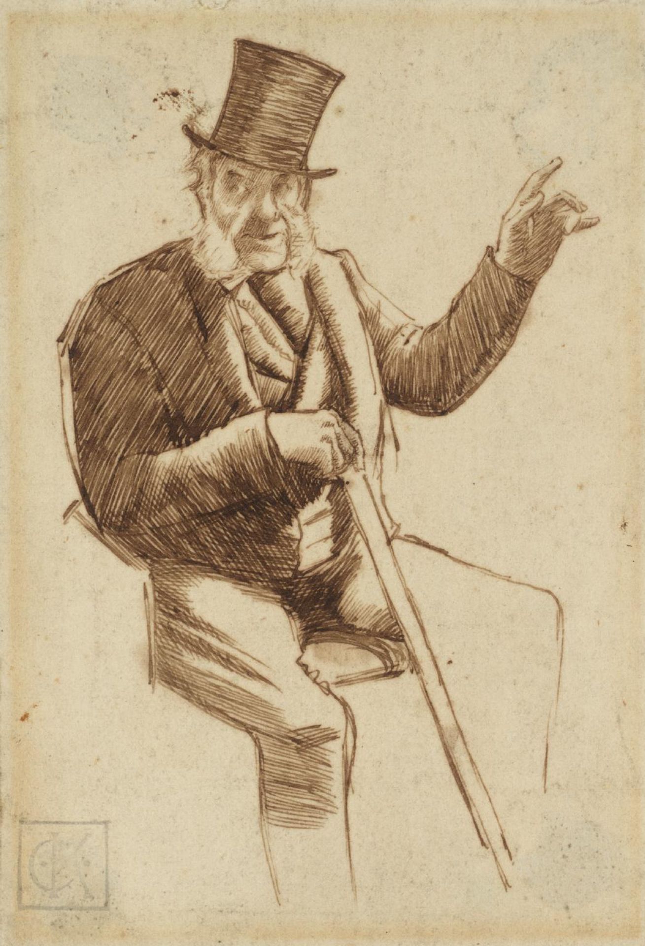 Old Man Seated by Charles Samuel Keene