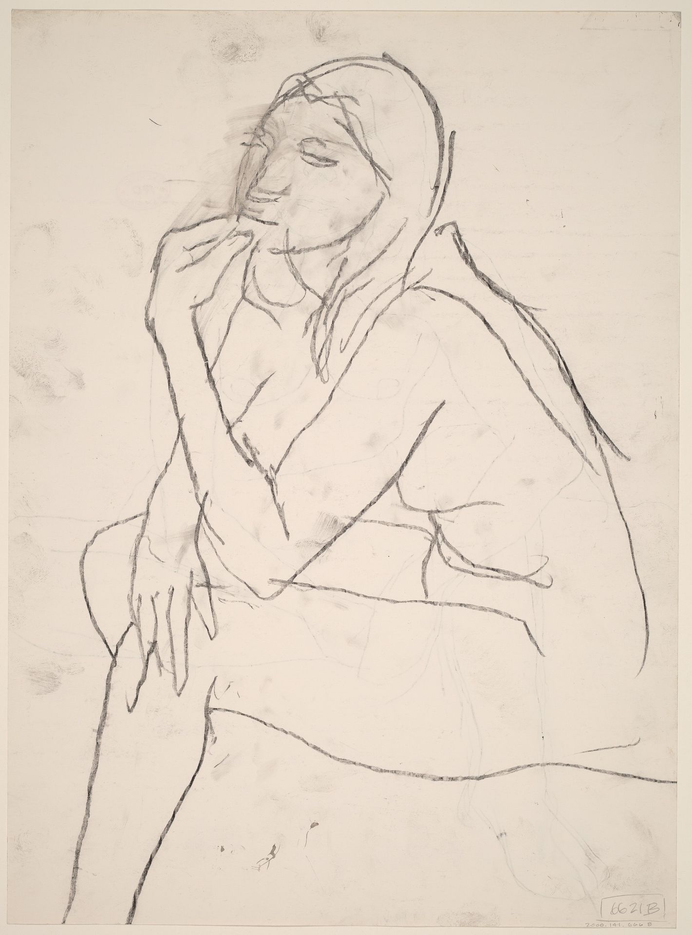 Untitled [seated female nude with left hand on chin] [verso] by Richard Diebenkorn