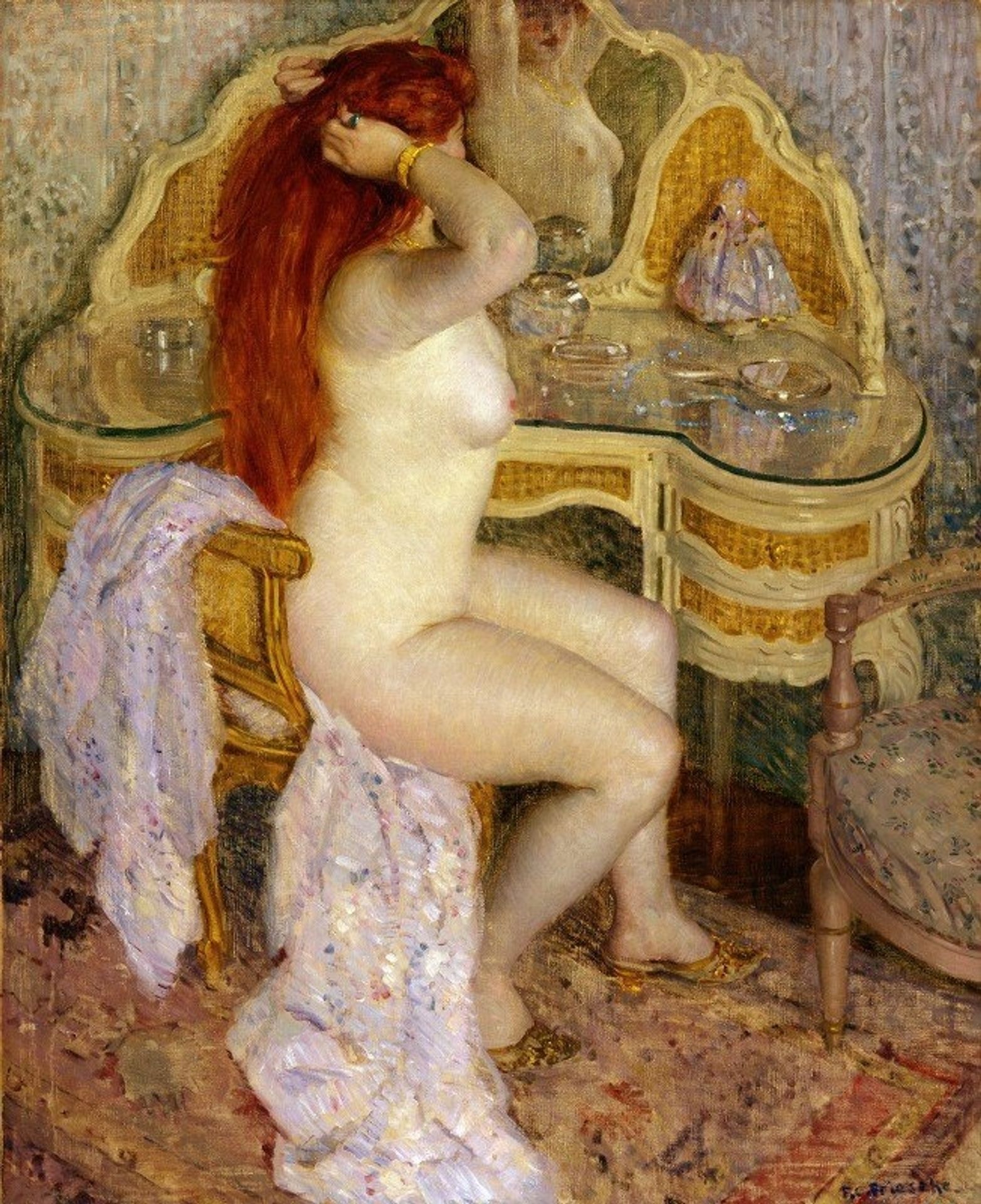 Nude Seated at Her Dressing Table by Frederick Carl Frieseke