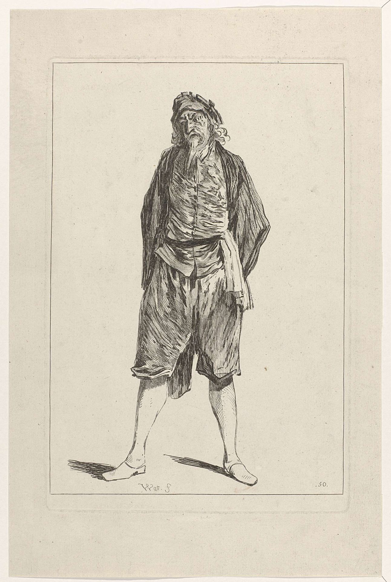 Staande man met puntige sik by Jean-Antoine Watteau
