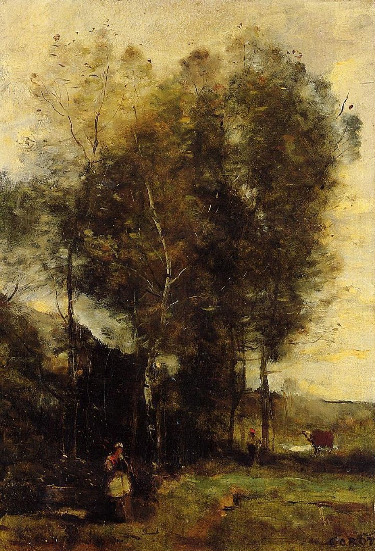 Cowherd in a Dell, Souvenir of Brittany by Camille Corot