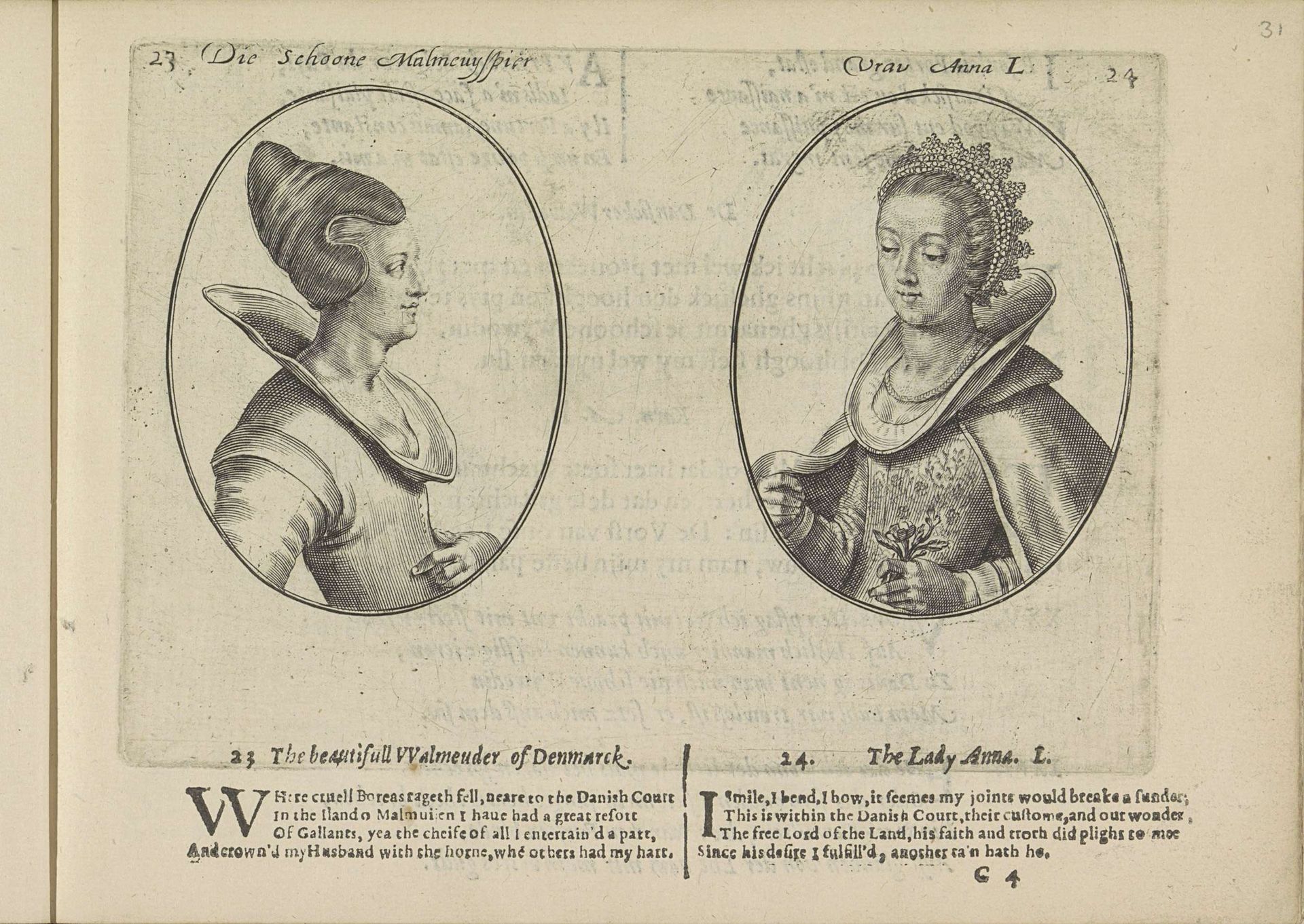 Portretten van de courtisanes genaamd Schone Malmeuspier en Vrouw Anna L. by Crispijn van de (II) Passe