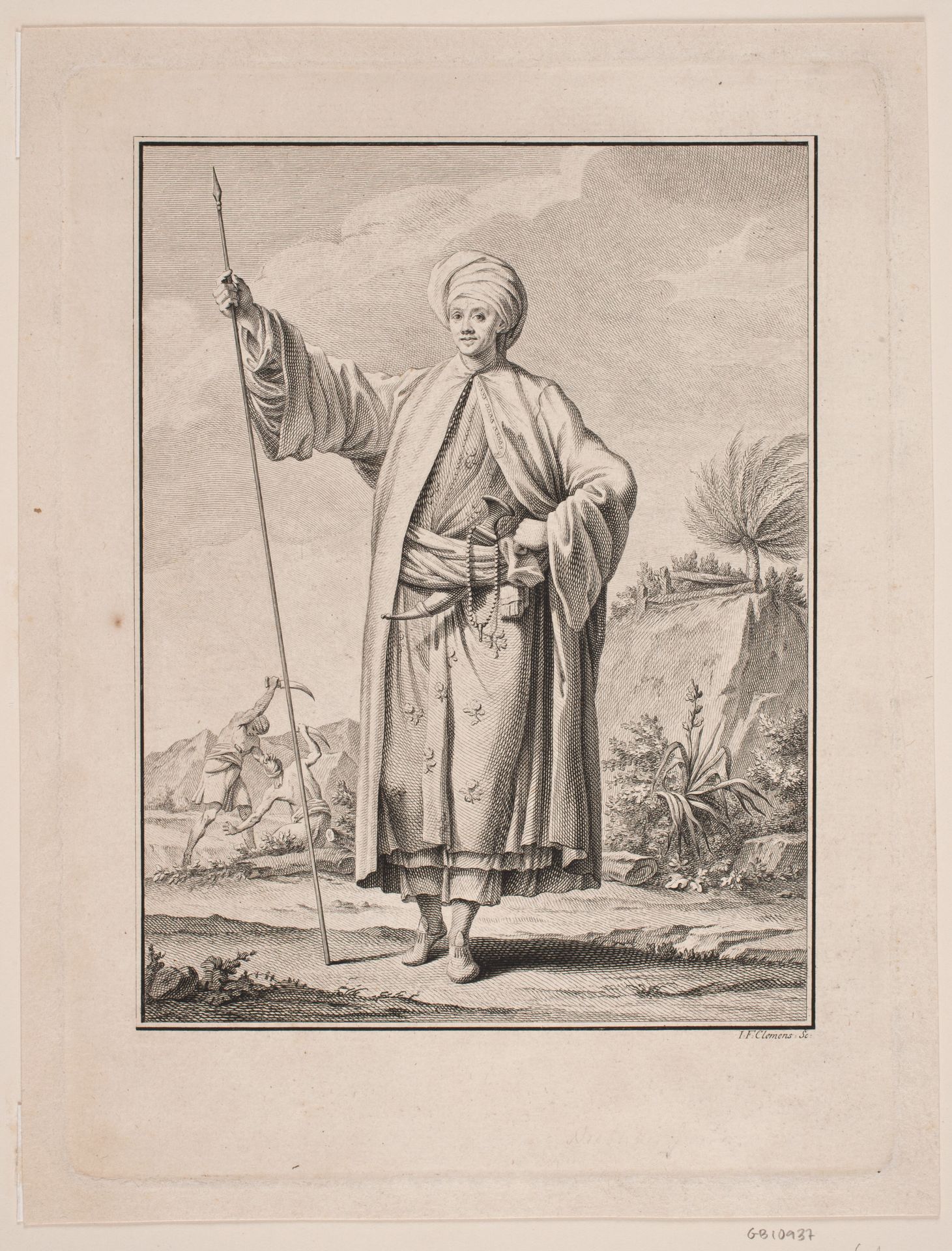 Portræt af Carsten Niebuhr i arabisk klædedragt by J.F. Clemens