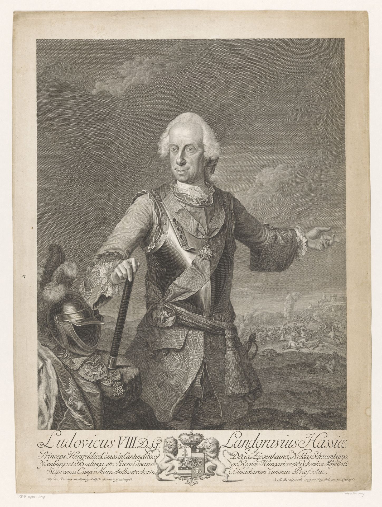 Portret van Ludwig VIII von Hessen-Darmstadt by Johann Martin Bernigeroth