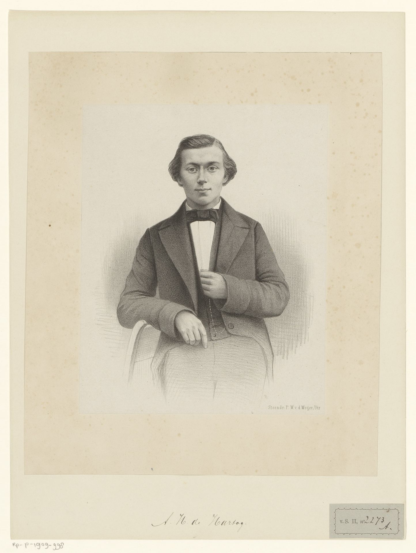 Portret van een man, mogelijk A.H. de Hartog by Pieter Wilhelmus van de Weijer