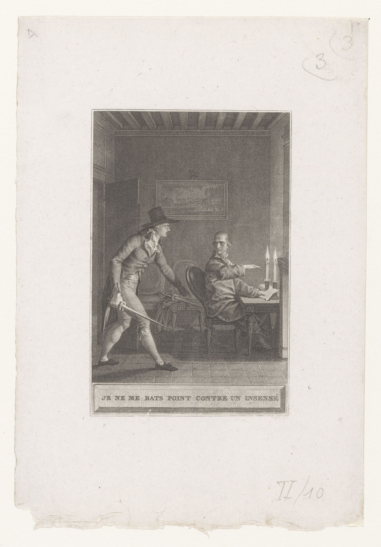 Milord Edouard weigert te vechten met Saint-Preux by Jacques Louis Copia