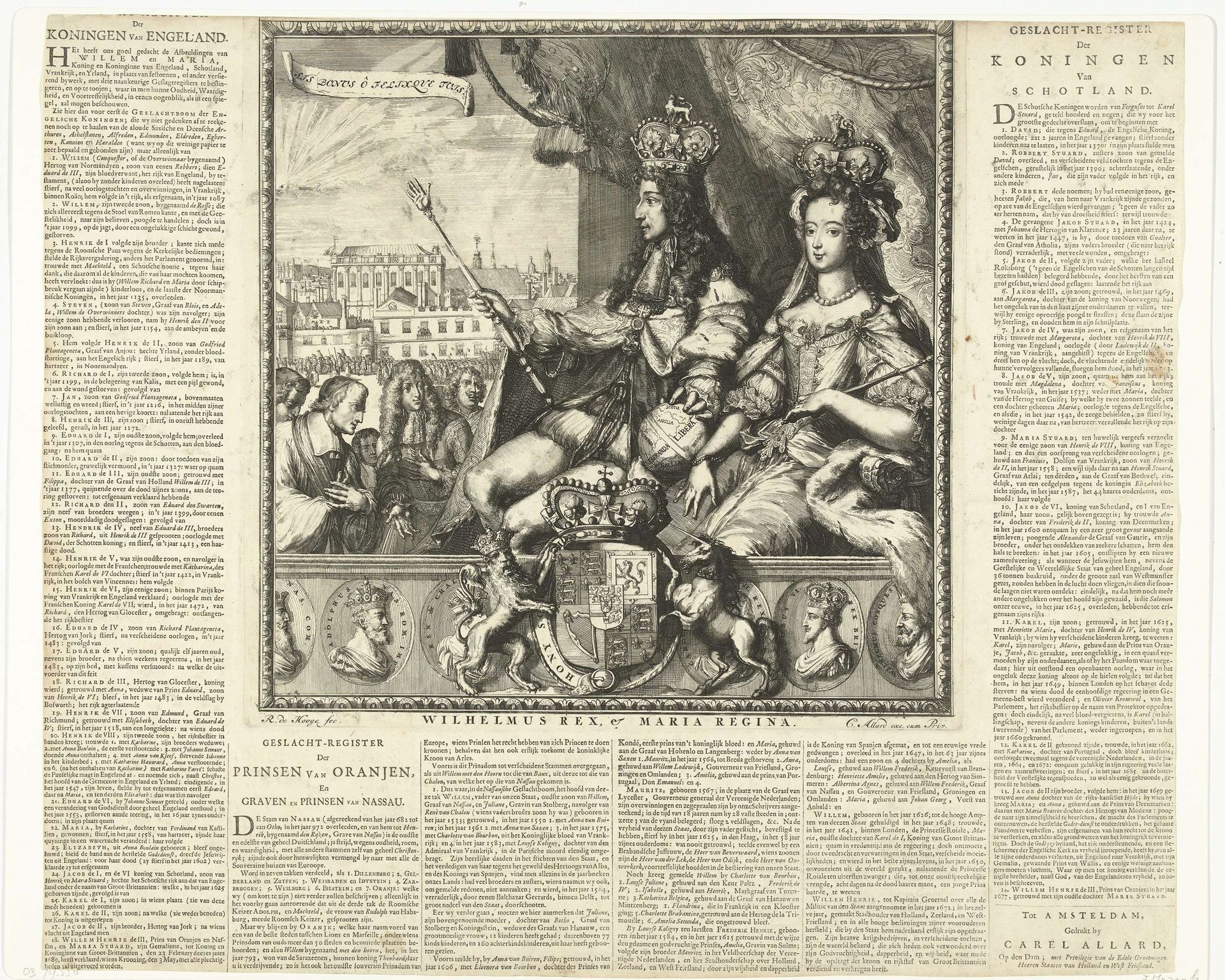 Allegorie op de kroning van Willem en Mary tot koning en koningin van Groot-Brittannië, 1689 by Romeyn de Hooghe