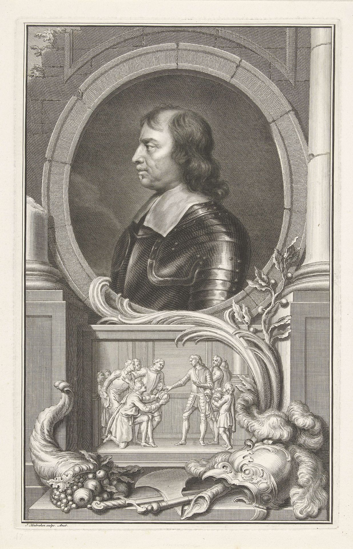 Portret van Oliver Cromwell by Jacob Houbraken