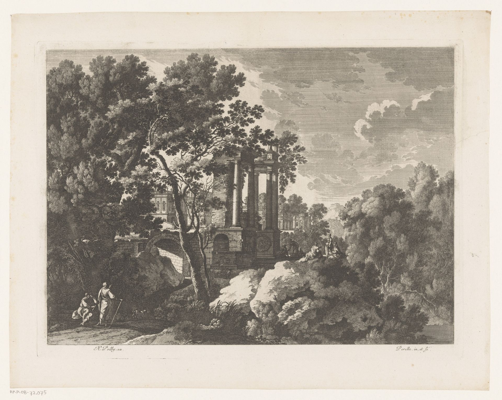 Landschap met antieke ruïnes by Nicolas Perelle