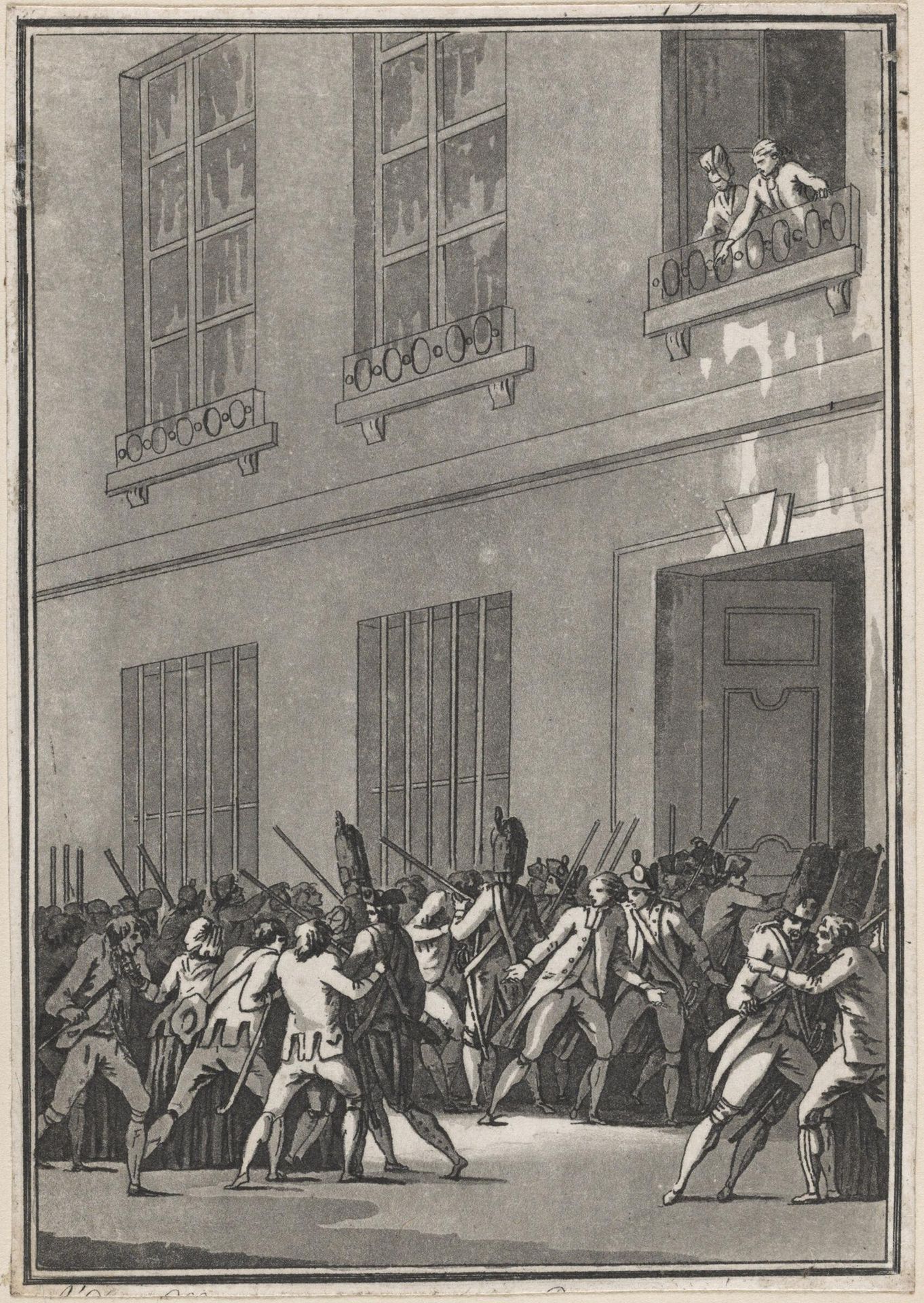 The AbbÃ© Maury, Booed and Menaced by the People, Is Escorted by a Detachment of the National Guard (13 April 1790) by Jean François Janinet