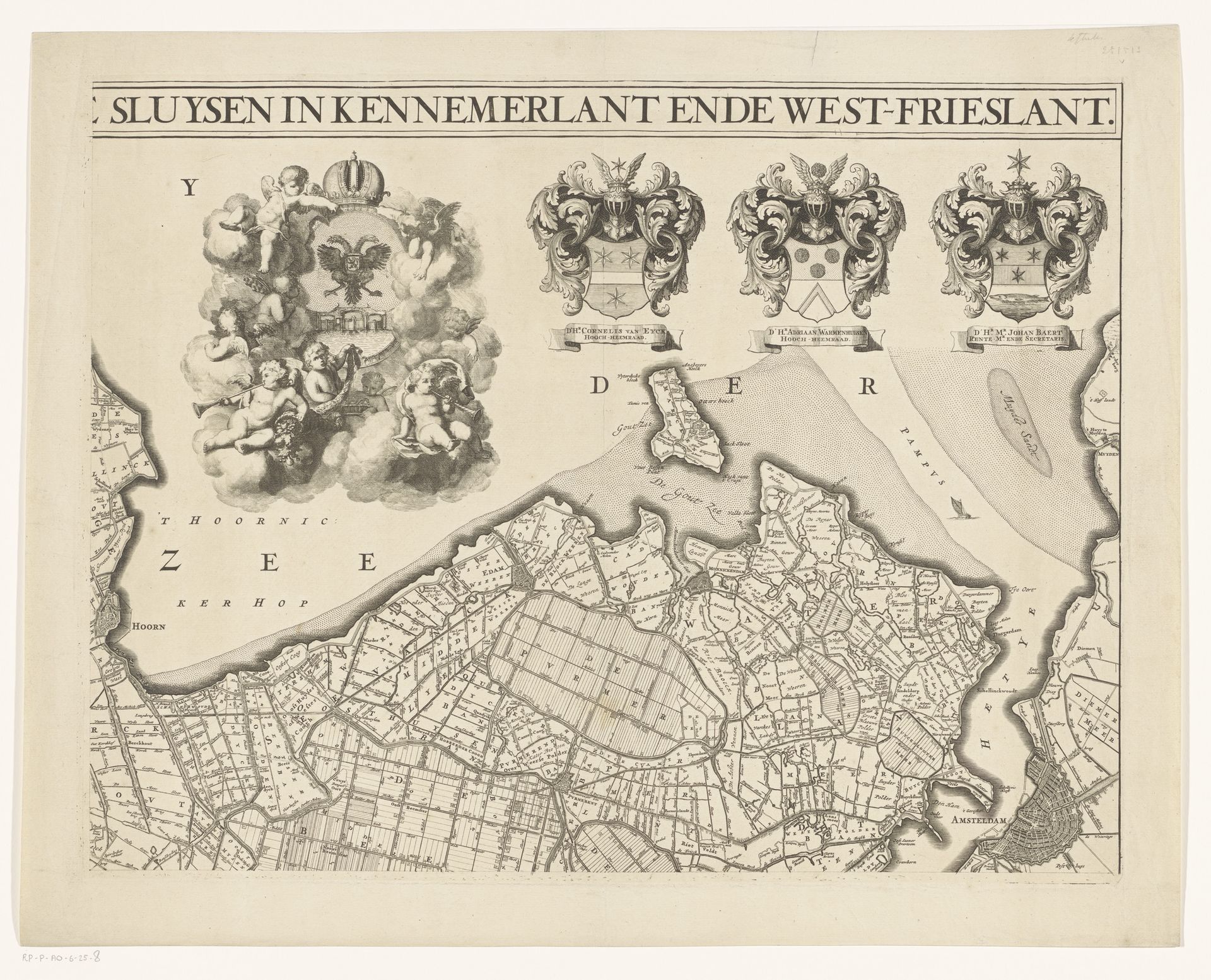 Kaart van Kennemerland en West-Friesland (deel rechtsboven) by Coenraet Decker