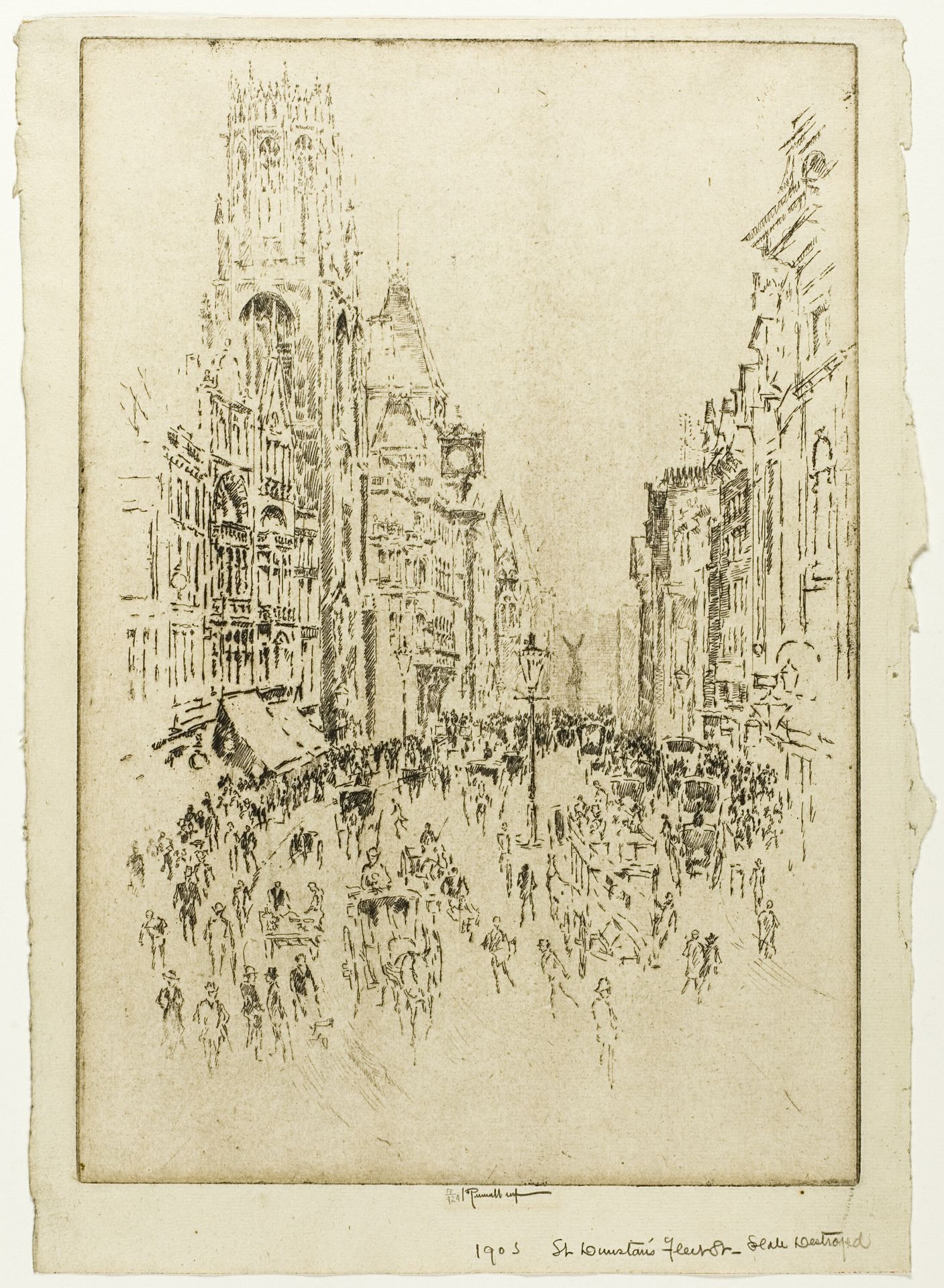 St. Dunstan's, Fleet Street by Joseph Pennell