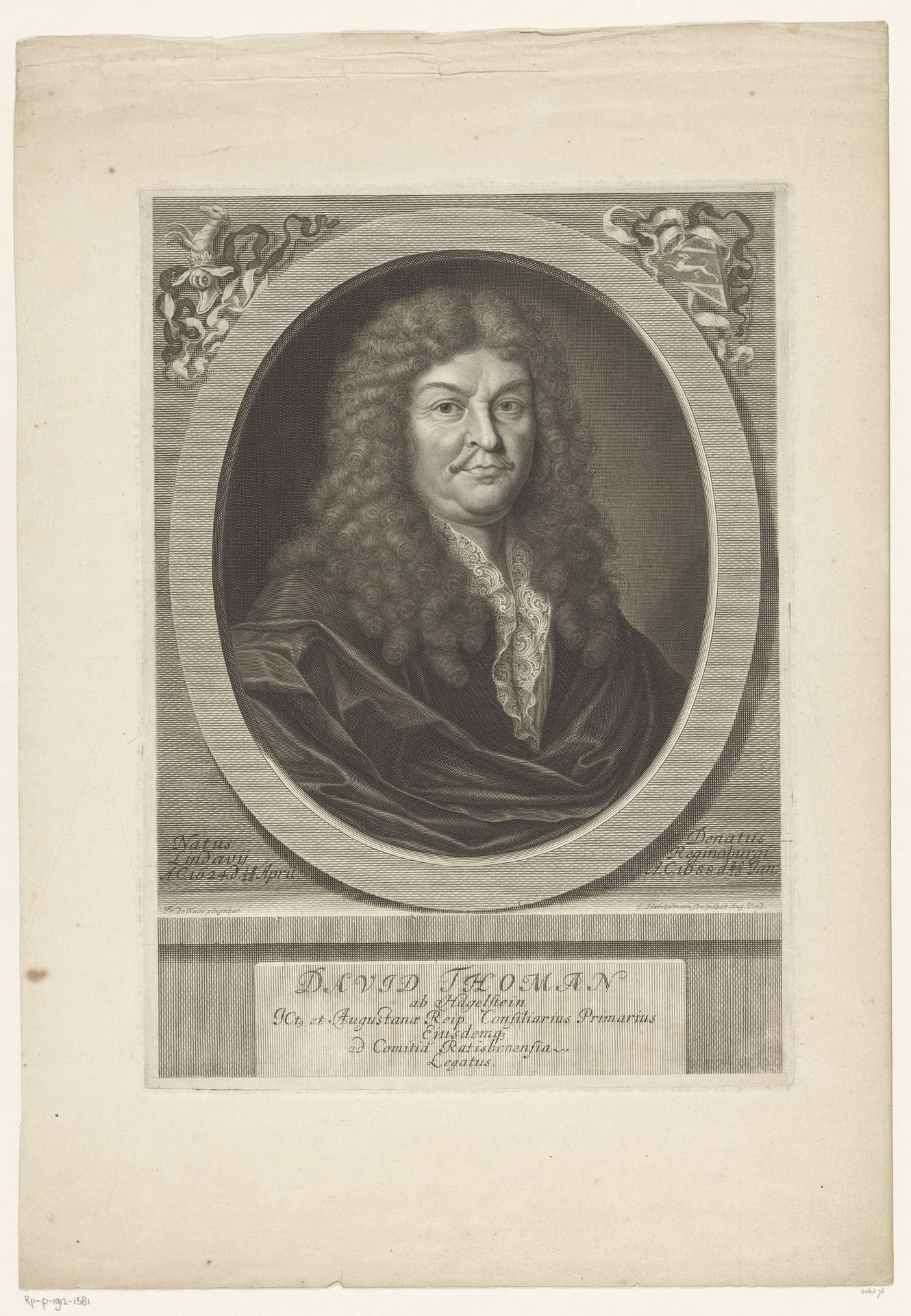 Portret van David Thomann von Hagelstein by Elias Hainzelmann