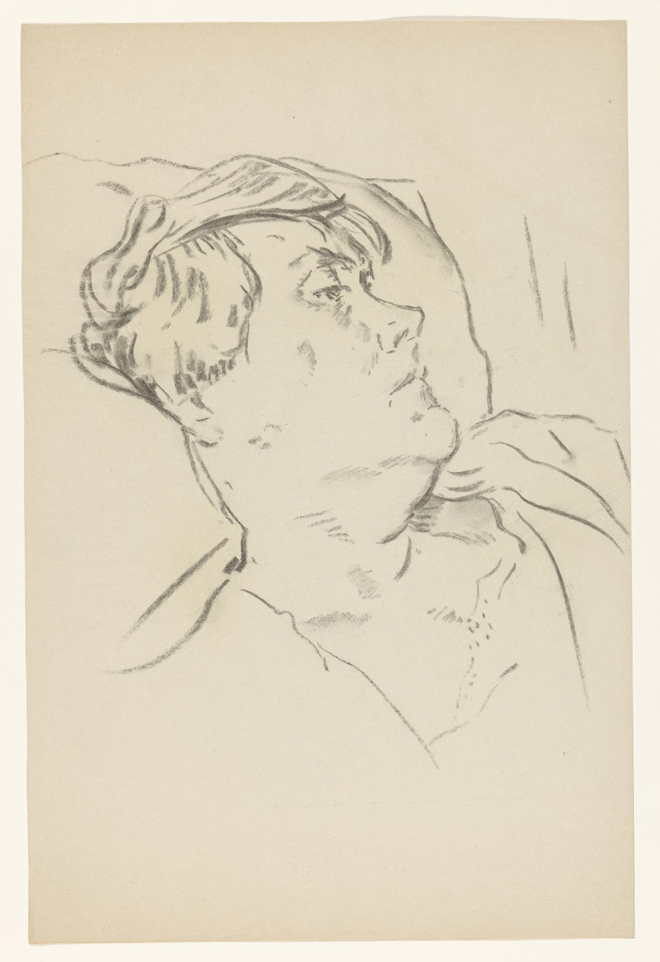 Portret van de vrouw van Wilhelmus Johannes Steenhoff, in bed by Wilhelmus Johannes Steenhoff
