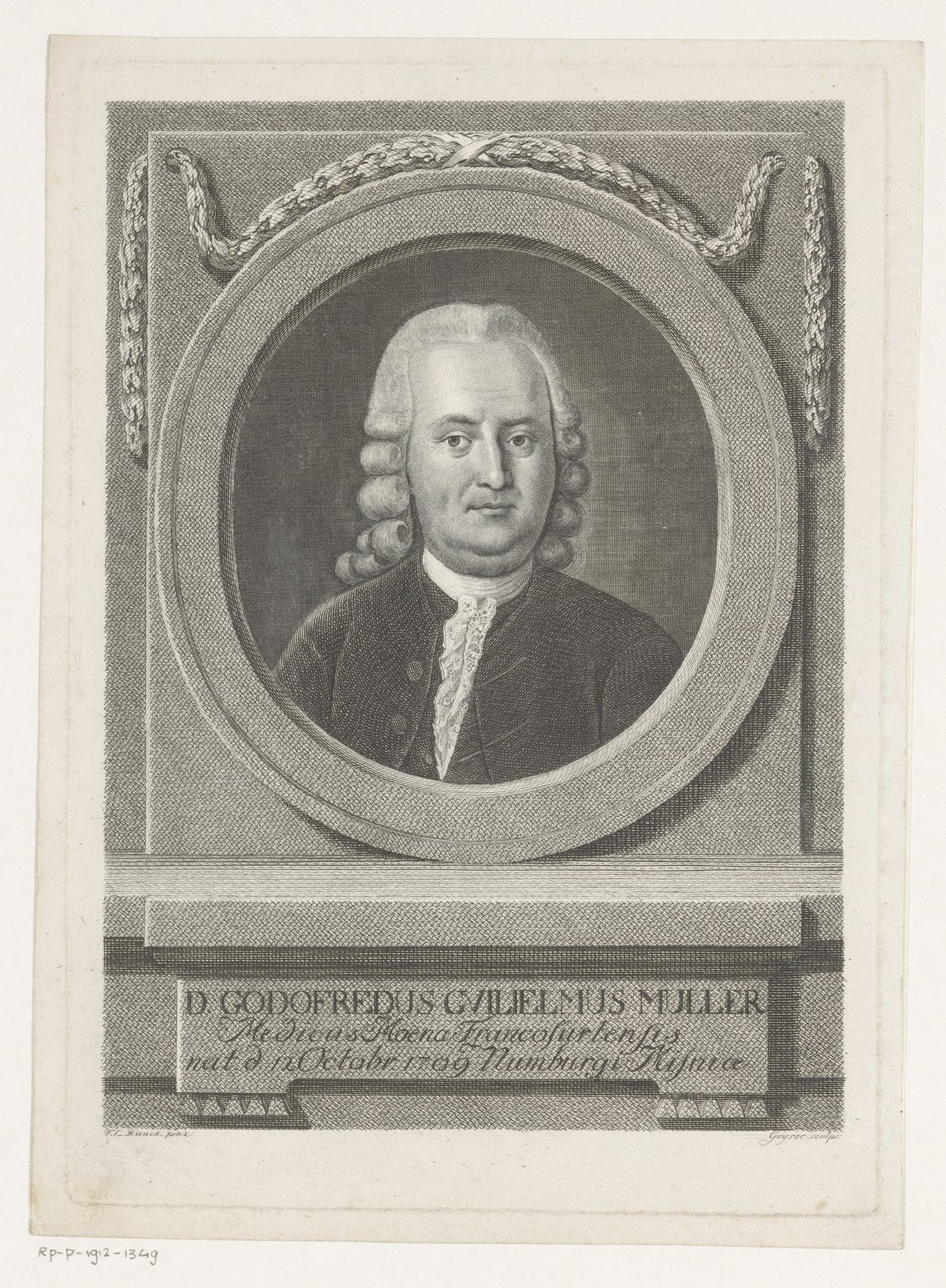 Portret van Gottfried Wilhelm Müller by Christian Gottlieb Geyser