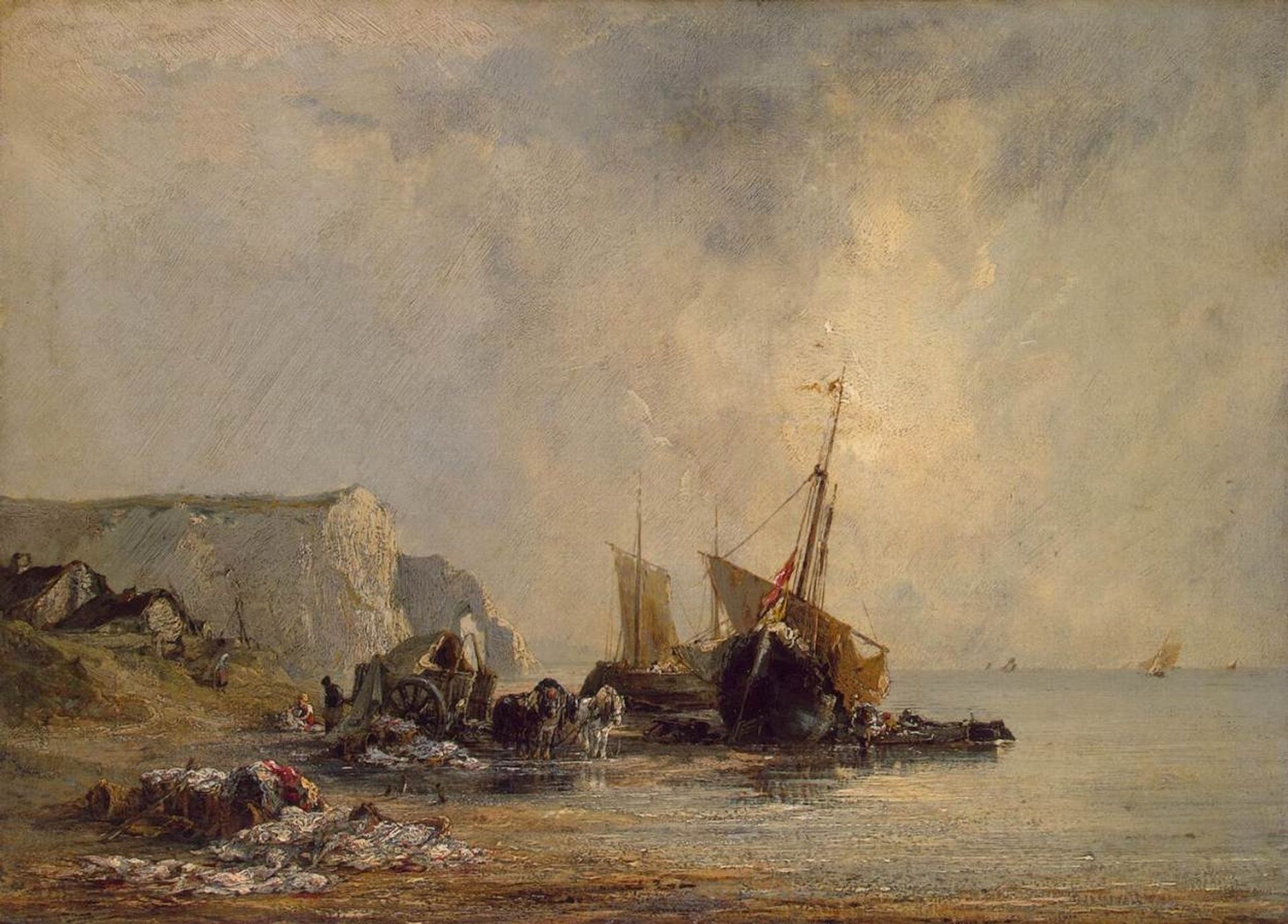 Boats by the Normandy Shore by Richard Parkes Bonington