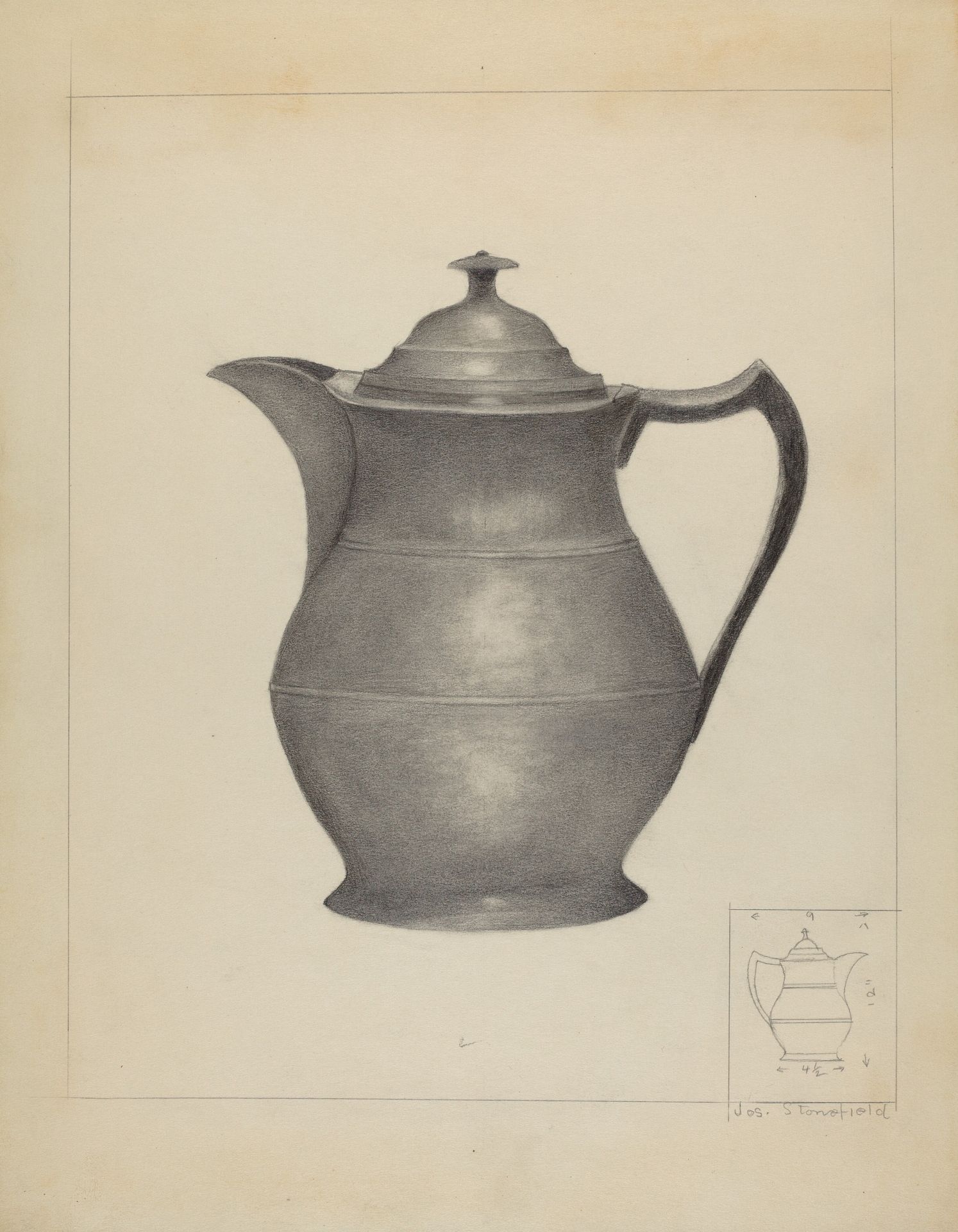 Pewter Covered Water Pitcher by Joseph Stonefield
