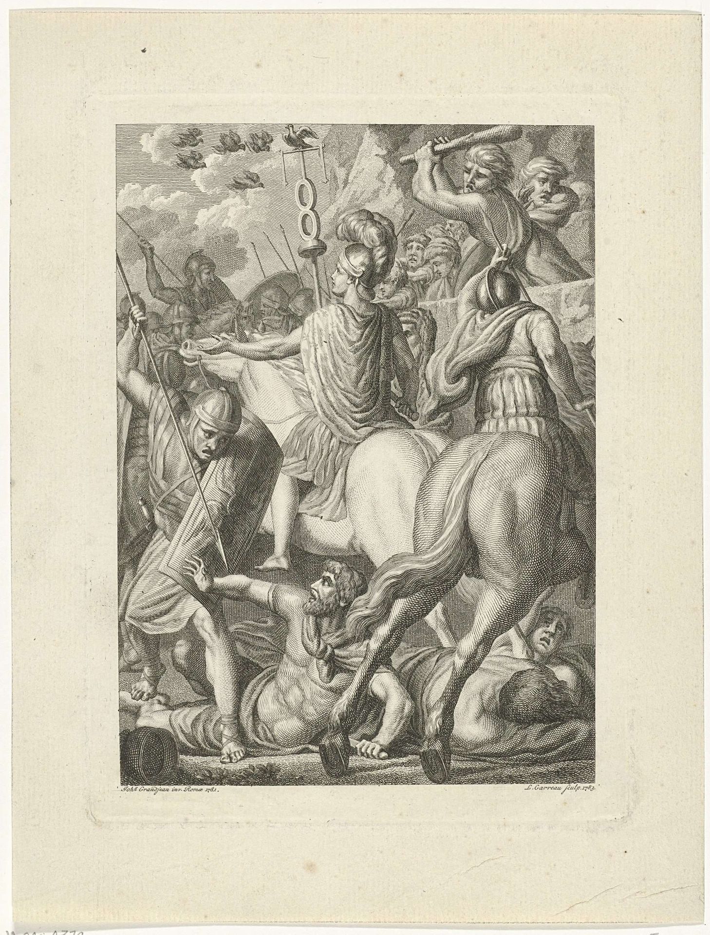 Germanicus tijdens een veldslag met Germanen. by Louis E.F. Garreau
