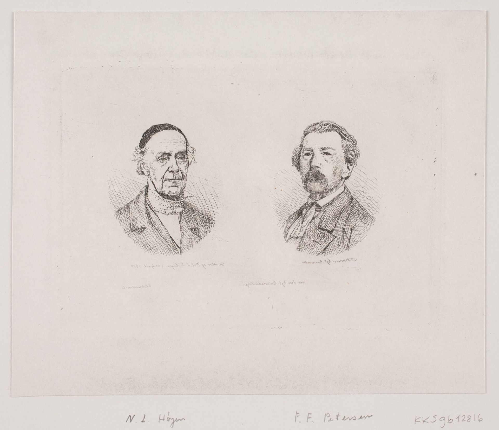 Portrætter af Niels Lauritz Høyen og Fritz Ferdinand Petersen by C.C. Andersen