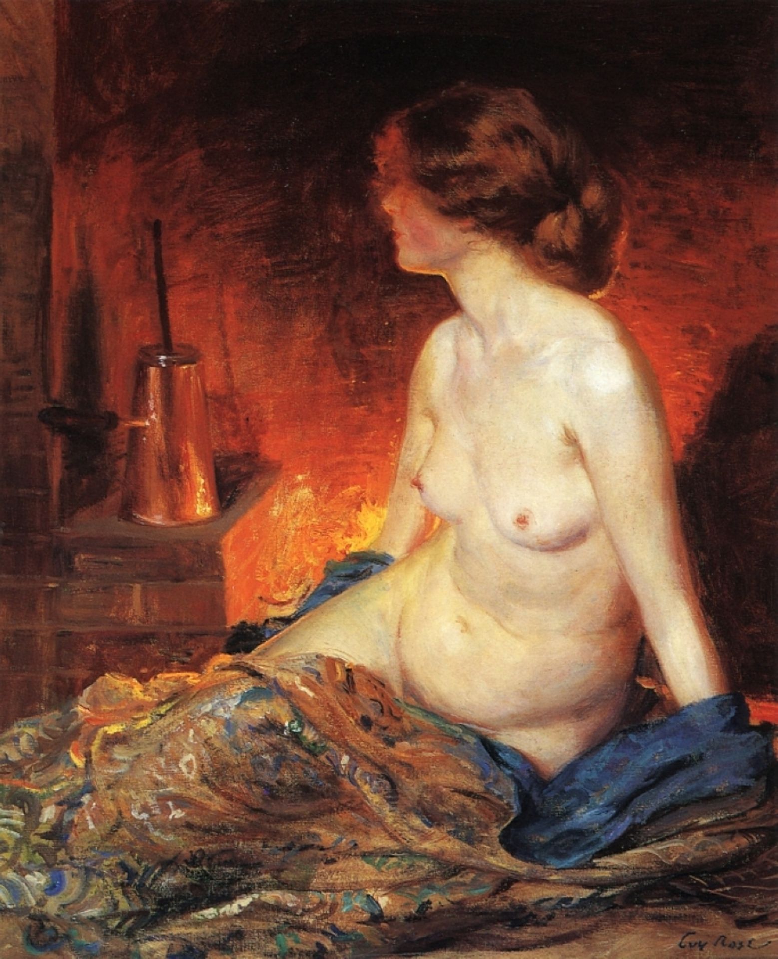 By the Fireside by Rose O'Neill
