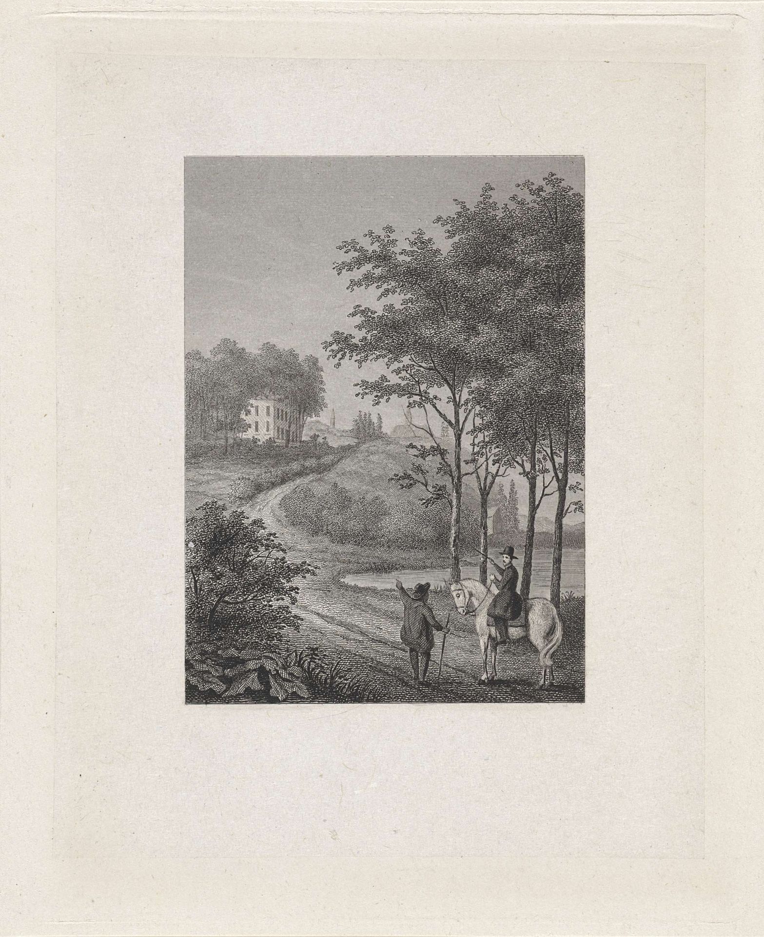 Heer vraagt de weg aan een boer by Dirk Jurriaan Sluyter