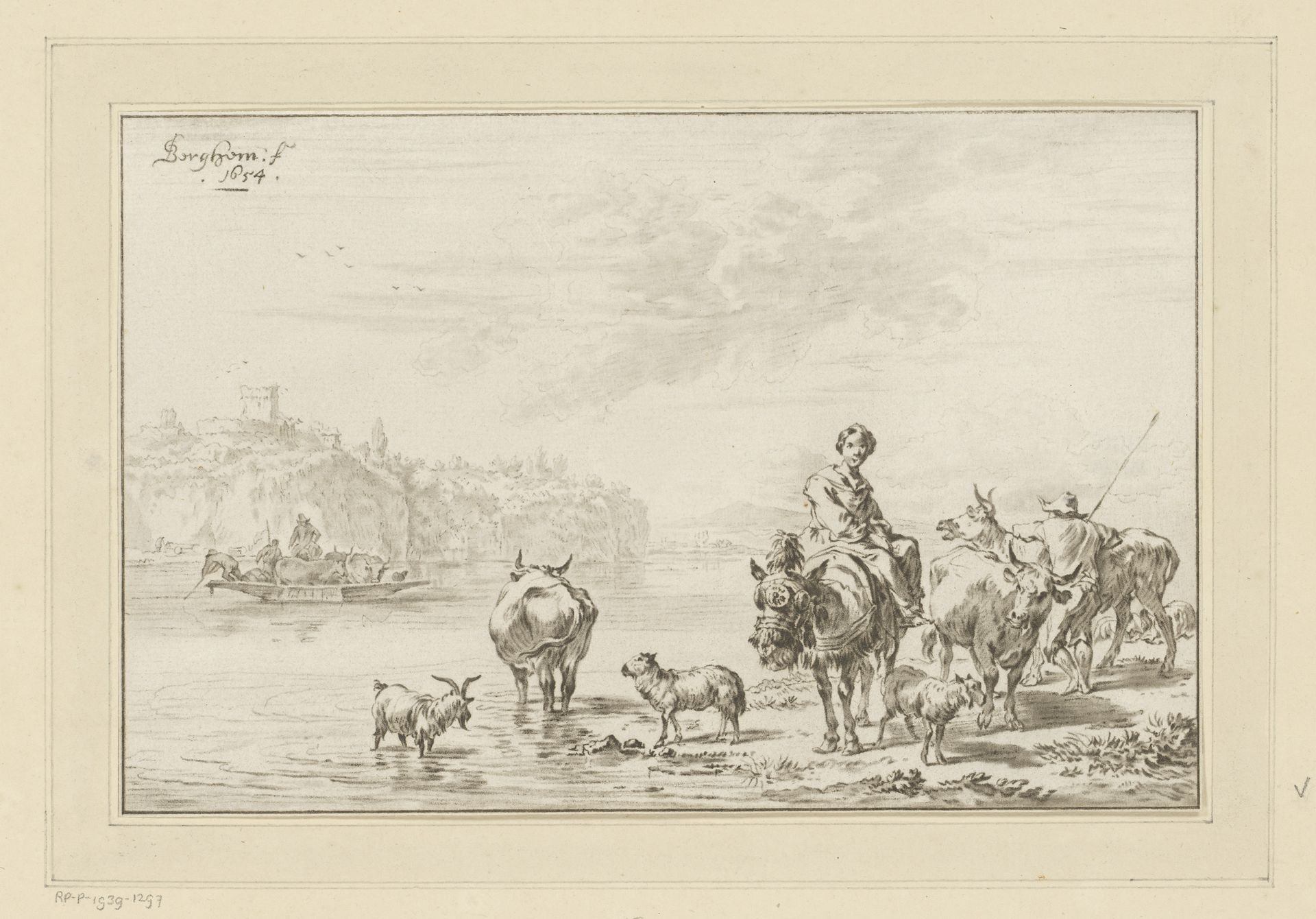 Vrouw op muilezel by Johannes Körnlein