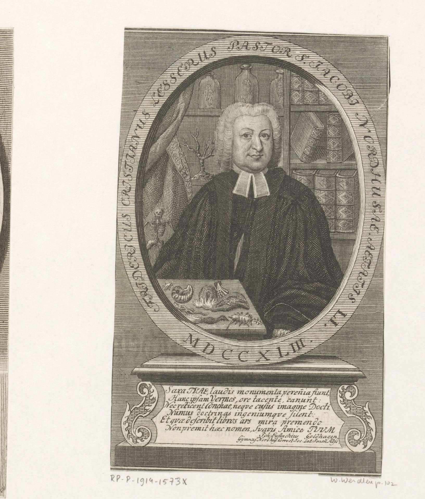 Portret van Friedrich Christian Lesser by Johann Christoph Sysang